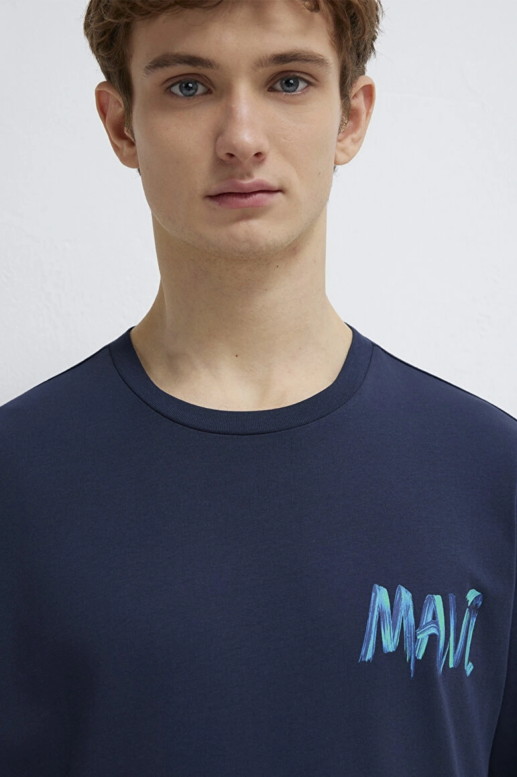 Mavi Baskılı Lacivert Tişört