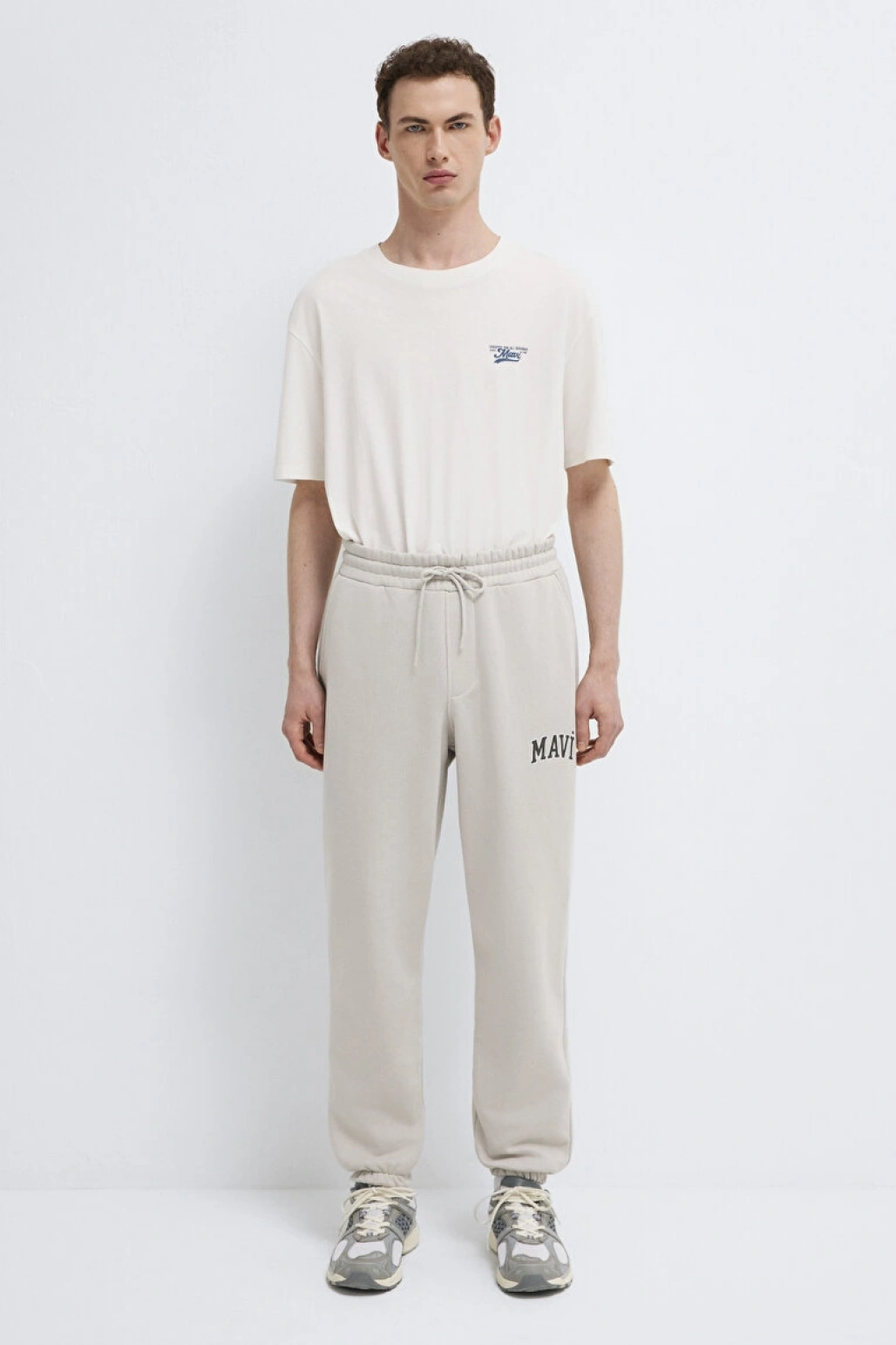 Mavi Logo Baskılı Gri Eşofman Altı