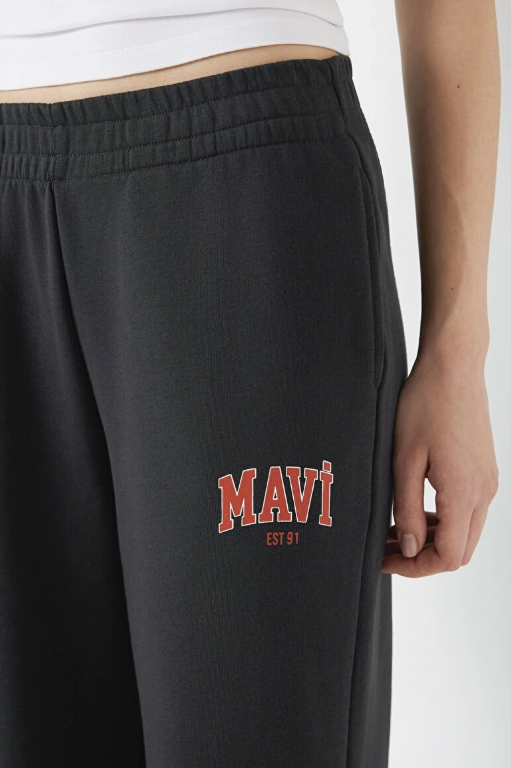 Mavi Logo Baskılı Antrasit Eşofman Altı