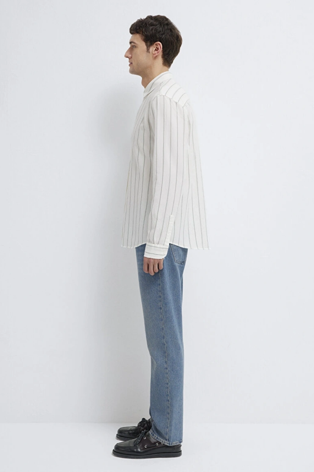 Haki Çizgili Ekru Gömlek