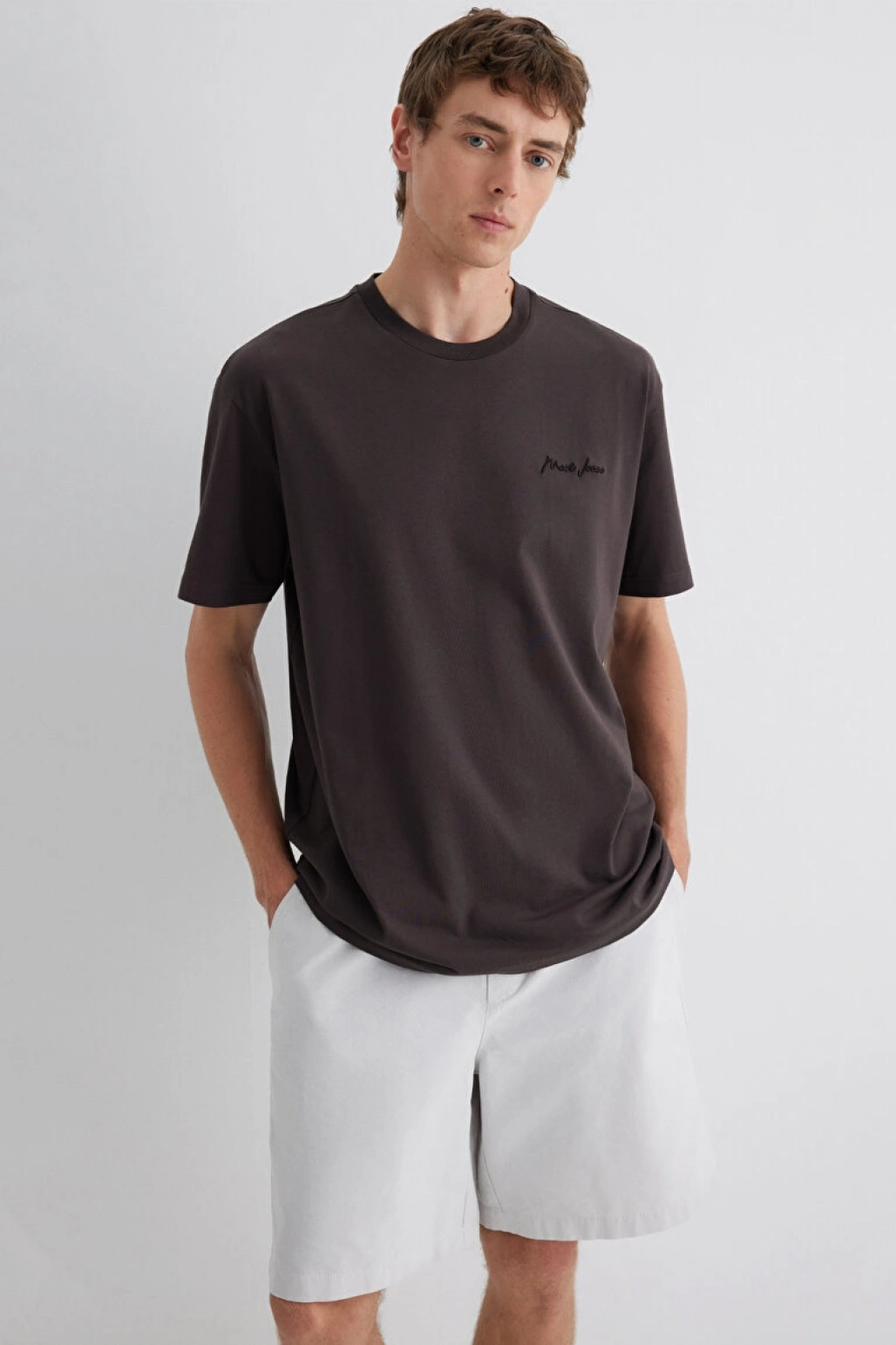 Mavi Jeans Nakışlı Kahverengi Basic Tişört