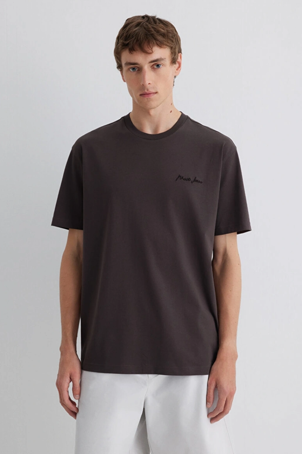 Mavi Jeans Nakışlı Kahverengi Basic Tişört