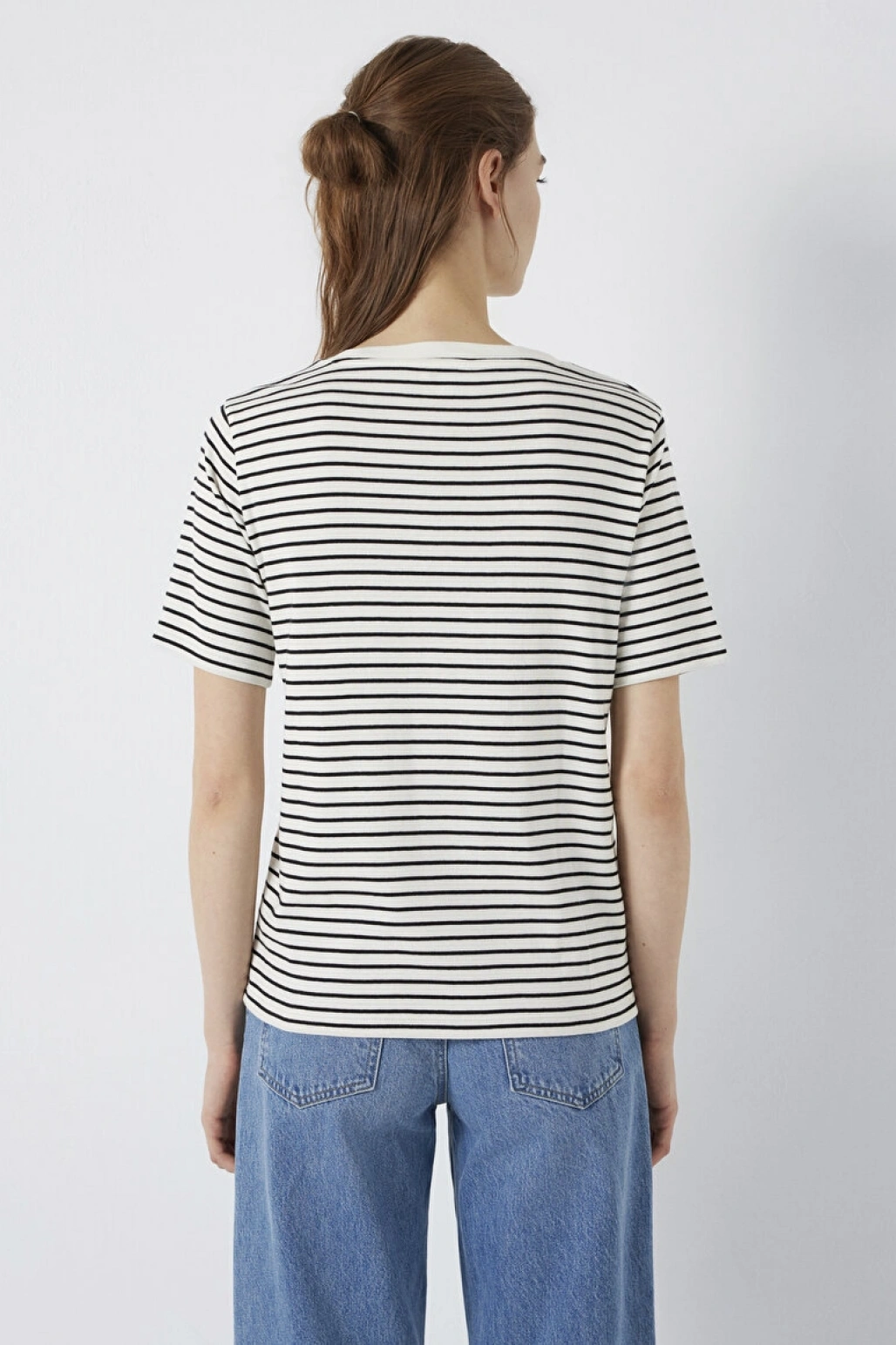 Mavi Logo Baskılı Çizgili Tişört