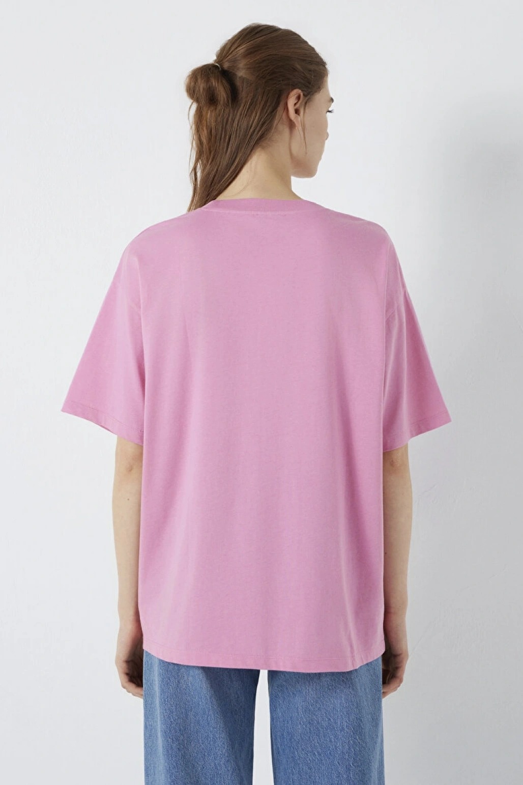 Mavi Logo Baskılı Pembe Tişört