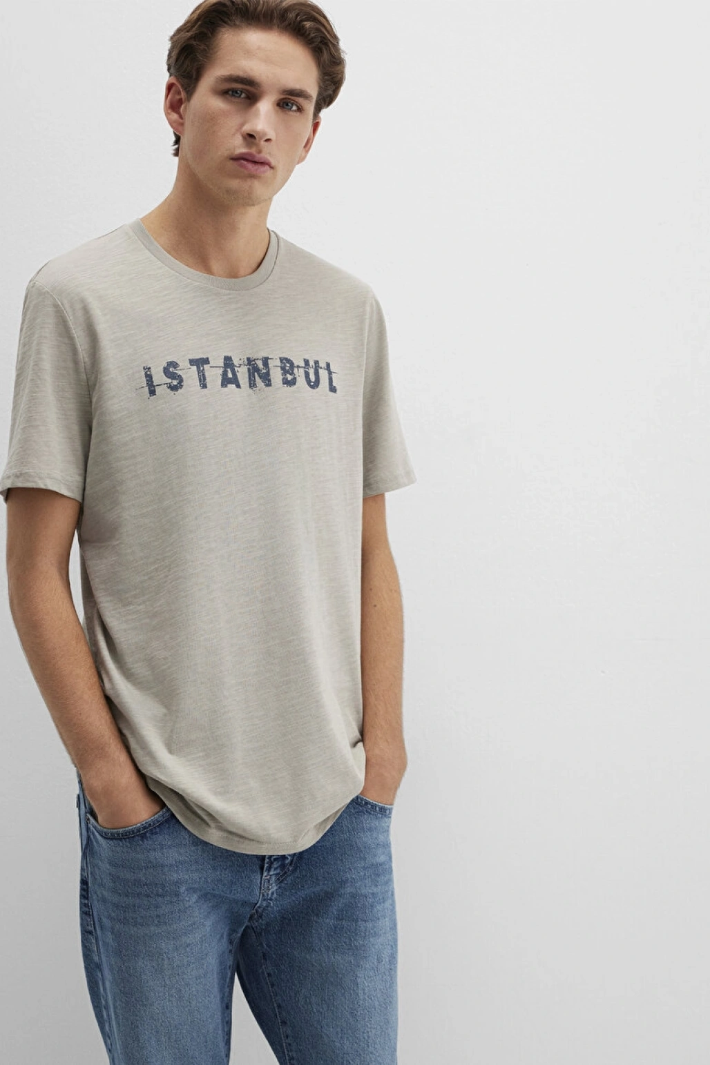 İstanbul Baskılı Bej Tişört