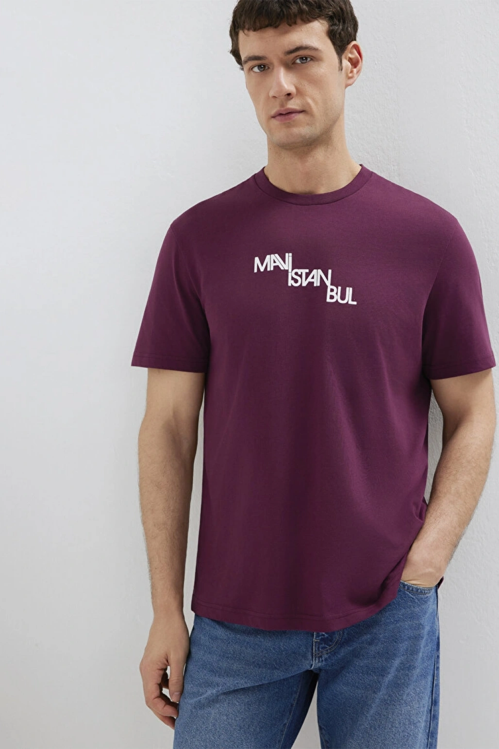 istanbul Baskılı Mor Tişört
