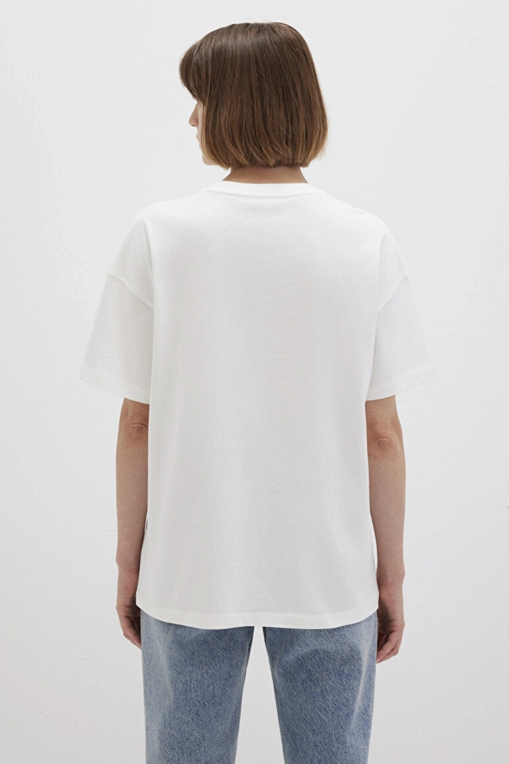 Mavi Logo Baskılı Beyaz Tişört