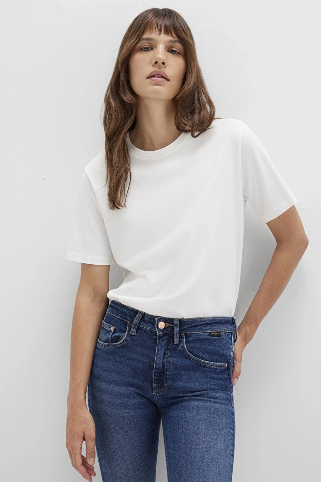 KISA KOLLU BASIC TİŞÖRT Kırık Beyaz, L