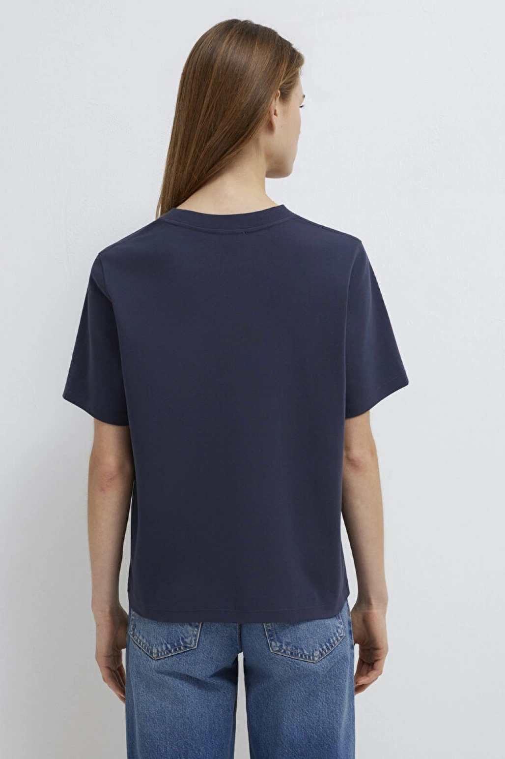 Mavi Logo Baskılı İnterlok Lacivert Tişört