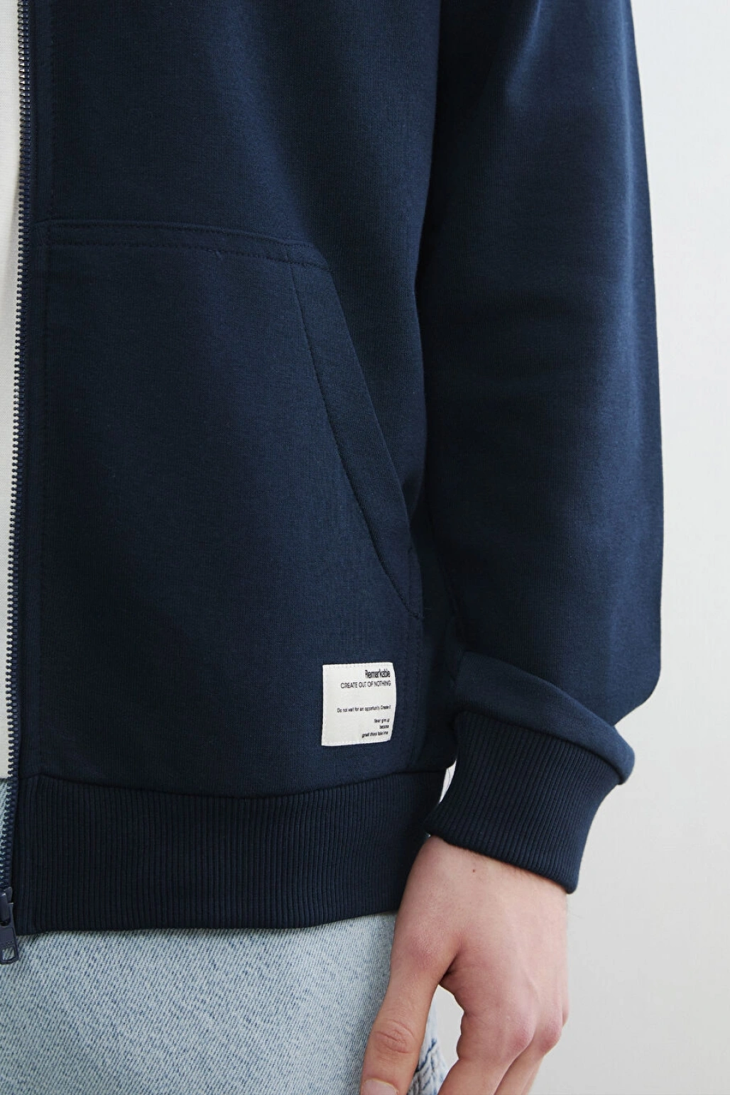 XSIDE Lacivert Kapüşonlu Erkek Fermuarlı Sweatshirt