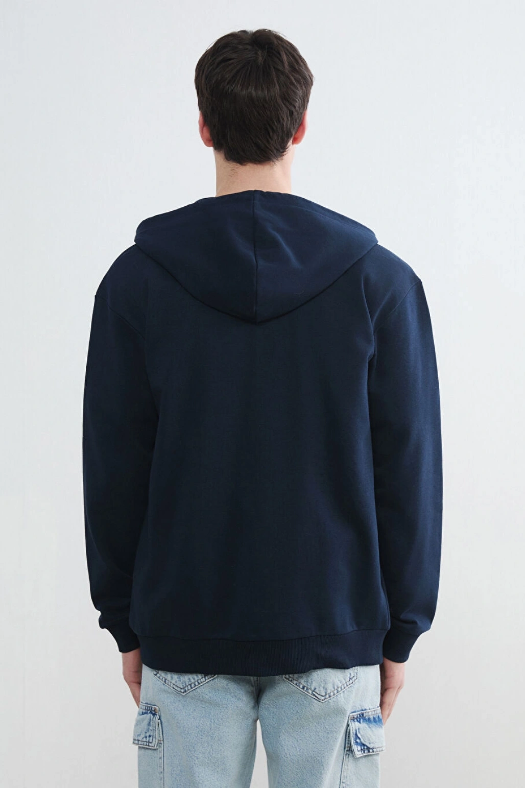 XSIDE Lacivert Kapüşonlu Erkek Fermuarlı Sweatshirt