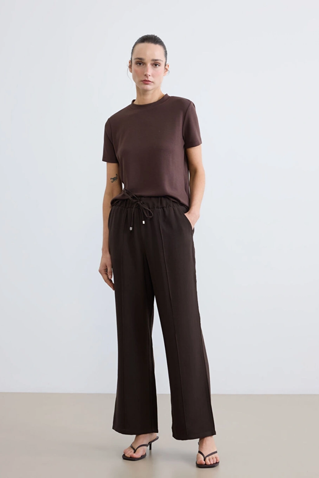 LCW EVERYDAY Kahverengi Beli Lastikli Kadın Pantolon