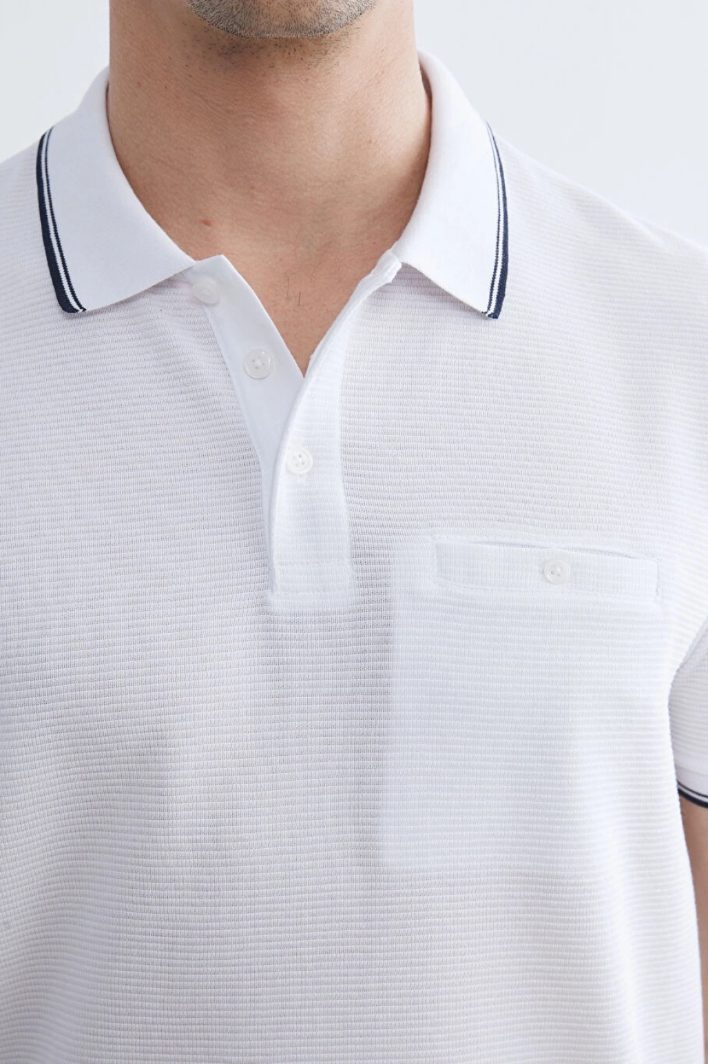 LCWAIKIKI Classic Beyaz Polo Yaka Erkek Dokulu Tişört