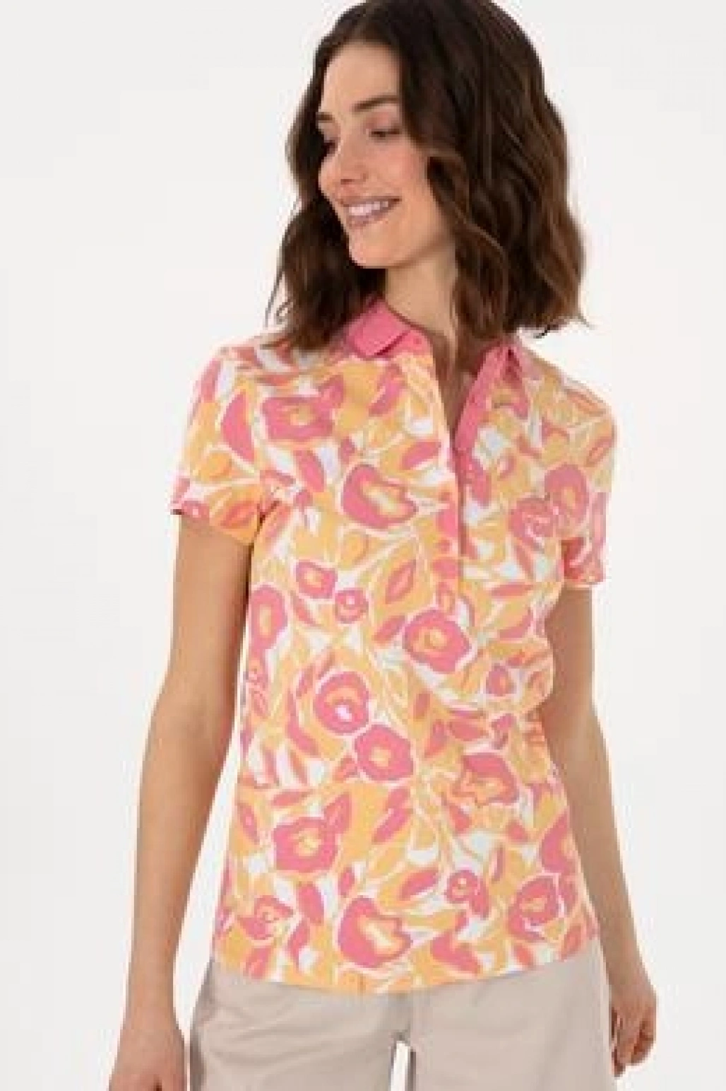 U.S POLO Kadın Pembe Polo Yaka Tişört