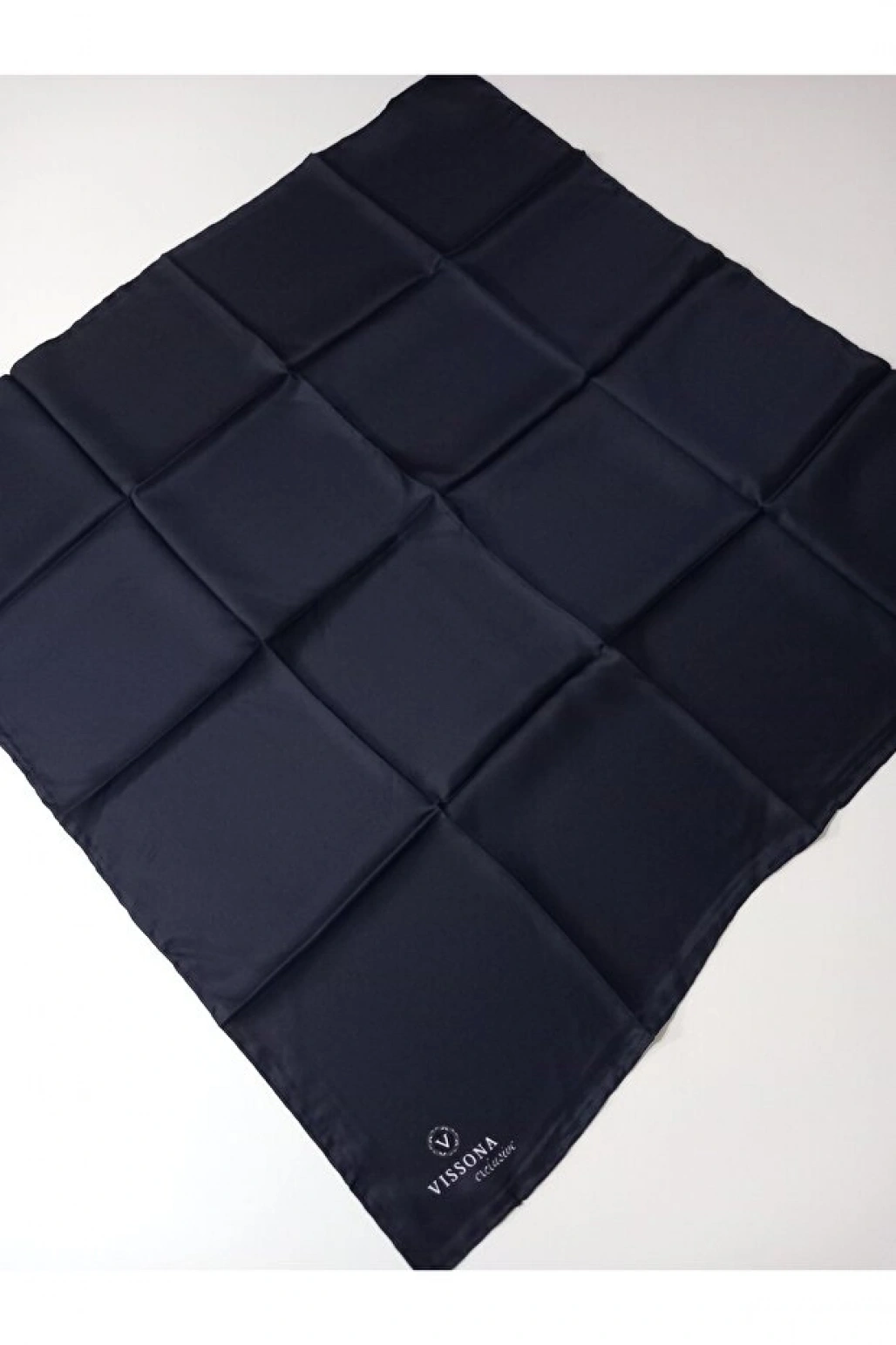 Vissona Exlusive Lacivert Düz Renk Dokulu Tivil İpek Eşarp