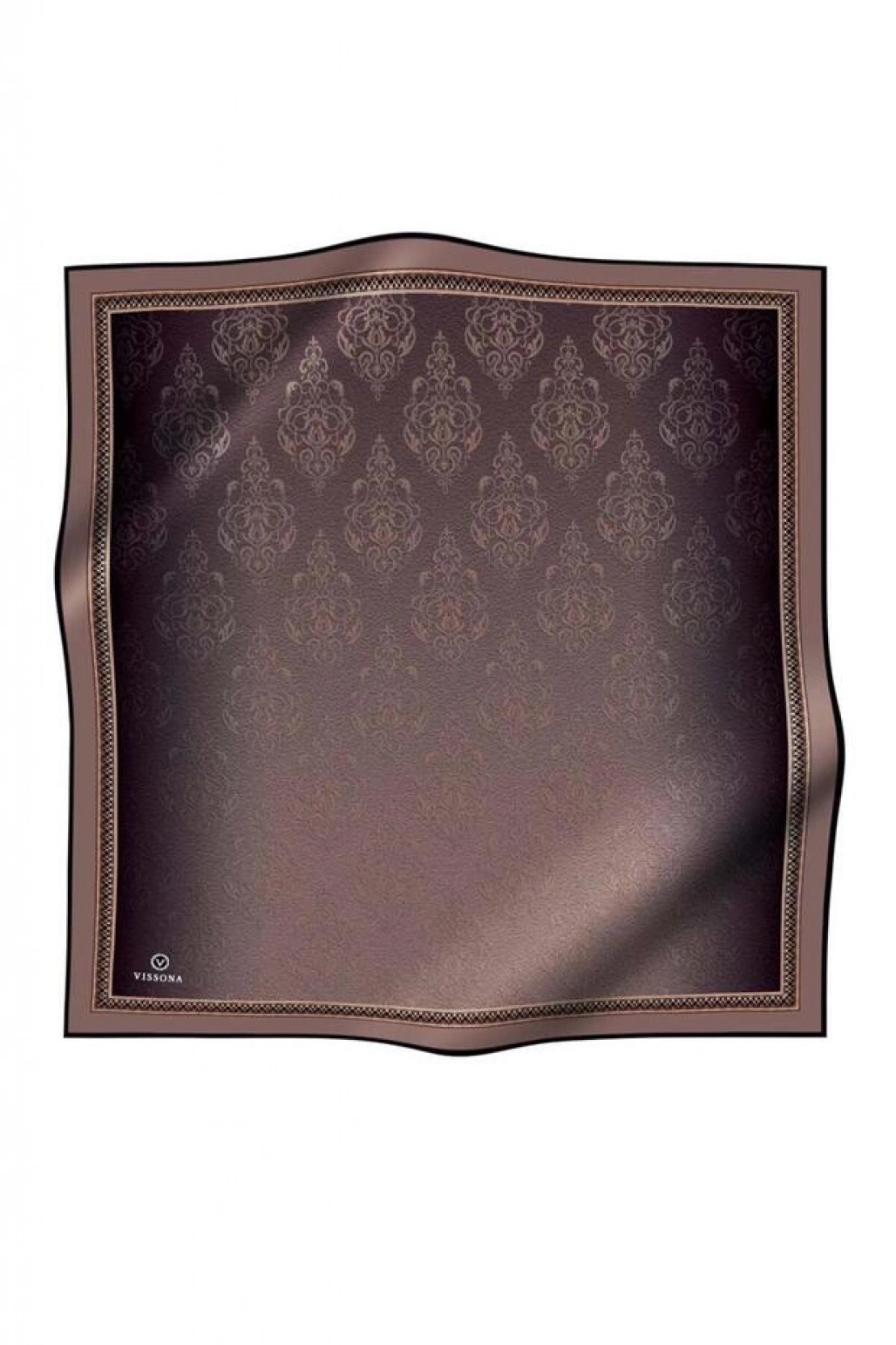 Vissona %100 Twill Barok Desenli Vizon Renkli 90x90 Eşarp Dikim Şekli: El Dikişi