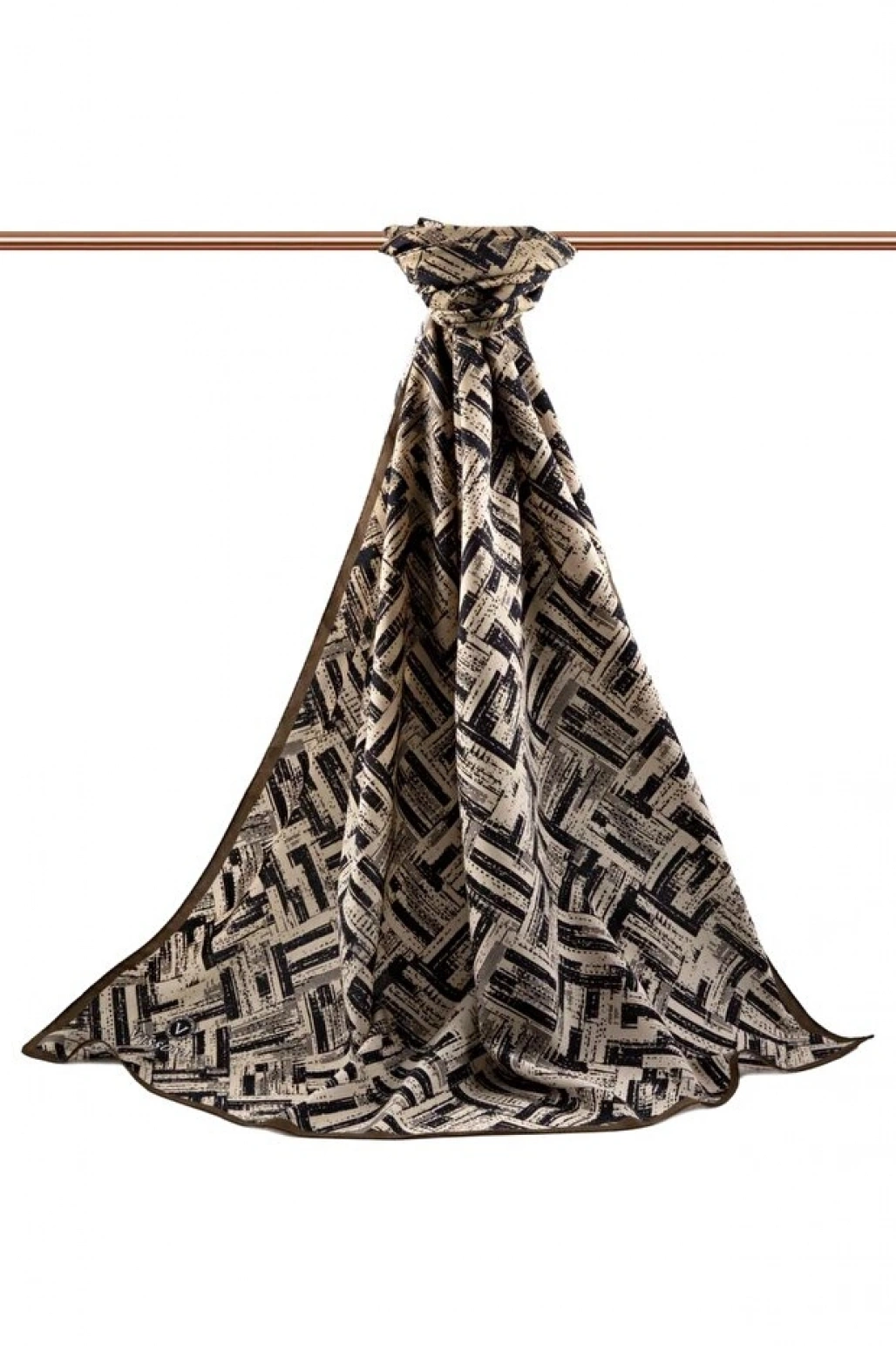 Vissona LÜKS MEDİNE İPEĞİ DEGRADELİ ÇİZGİ DESENLİ BEJ RENKLİ 75X195 KIRIŞMAZ ŞAL MOSS KREP DİKİŞ TİPİ İTALYA