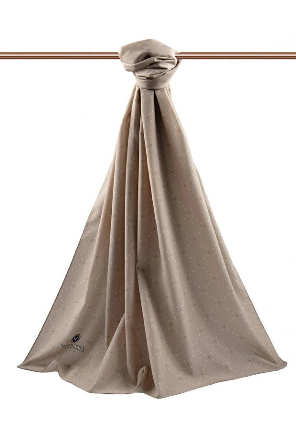 Vissona LÜKS MEDİNE İPEĞİ V DESENLİ VİZON RENKLİ 75X195 KIRIŞMAZ ŞAL MOSS KREP DİKİŞ TİPİ İTALYAN DİKİŞLİ