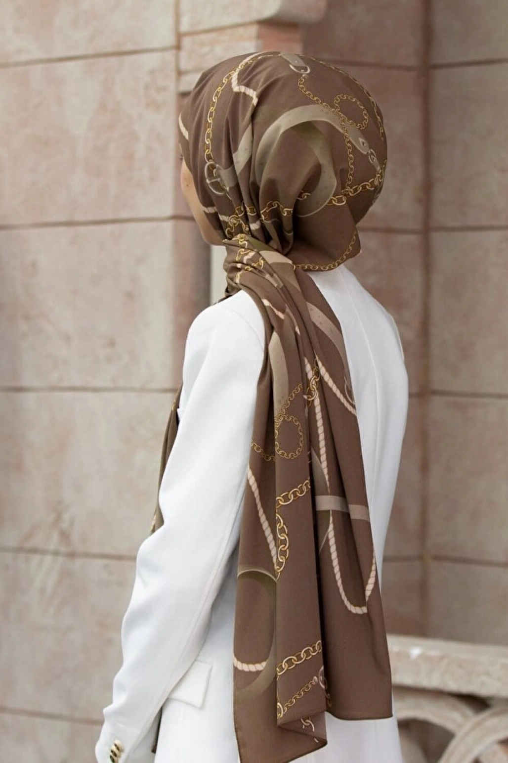 Vissona Kadın Lüks Medine Ipeği Şal Vizon-2