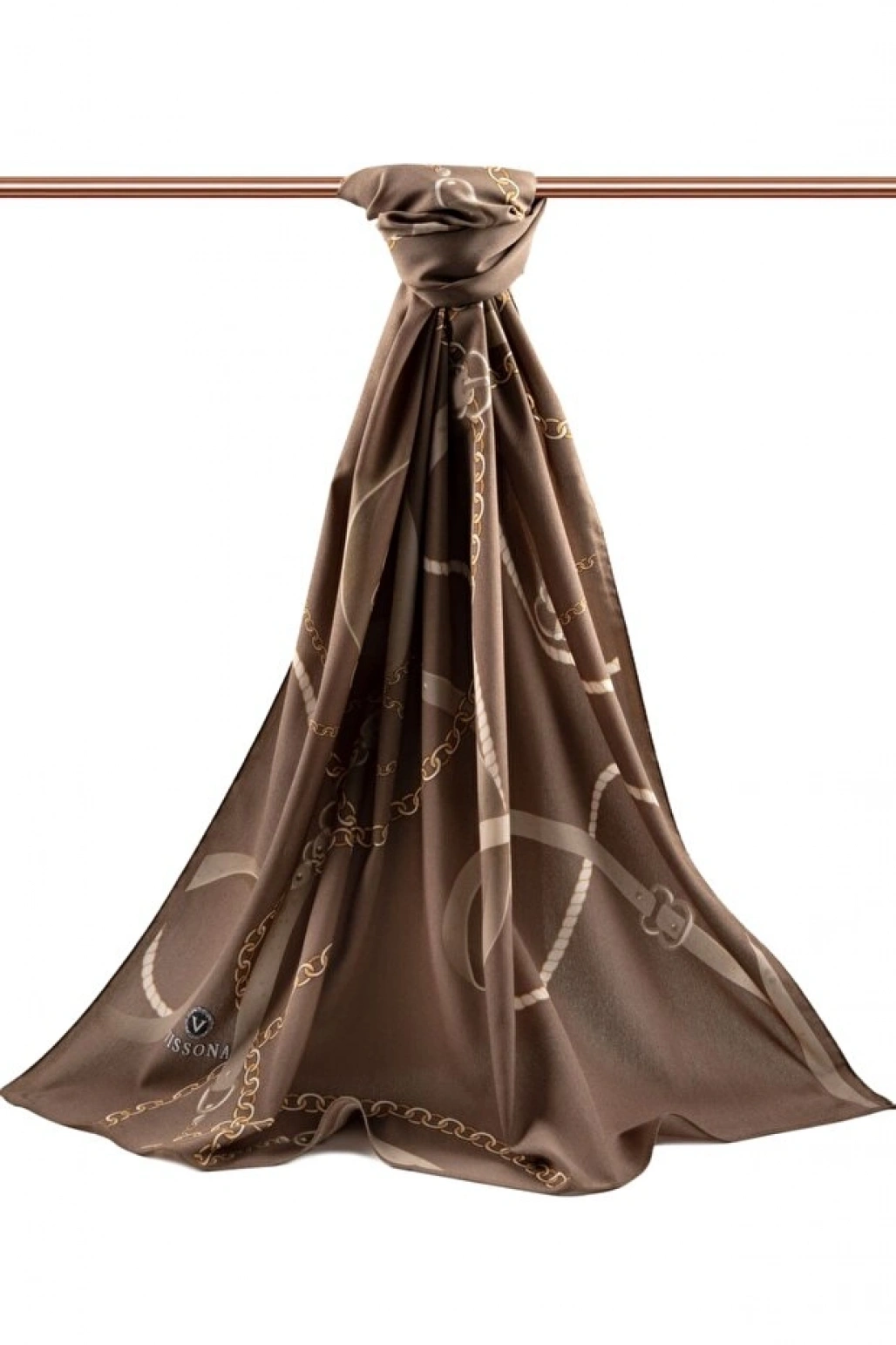 Vissona Kadın Lüks Medine Ipeği Şal Vizon-2