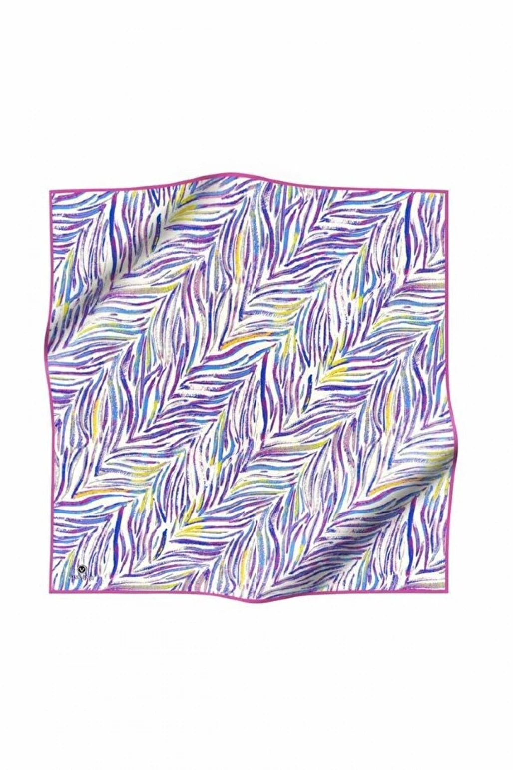 Vissona %100 Twill İpek Yaprak Desenli Pembe - Saks Renkli 90x90 Eşarp Dikim Şekli : El Dikişi