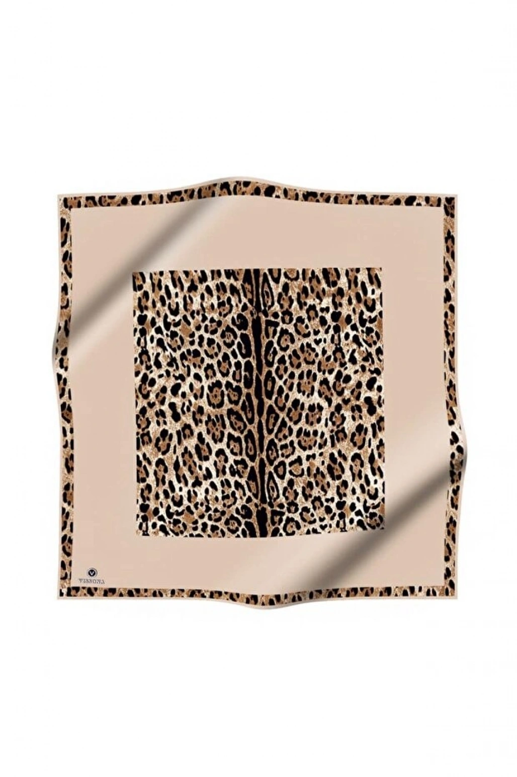 Vissona %100 Twill İpek Leopar Desenli Bej Renkli 90x90 Eşarp Dikim Şekli : El Dikişi
