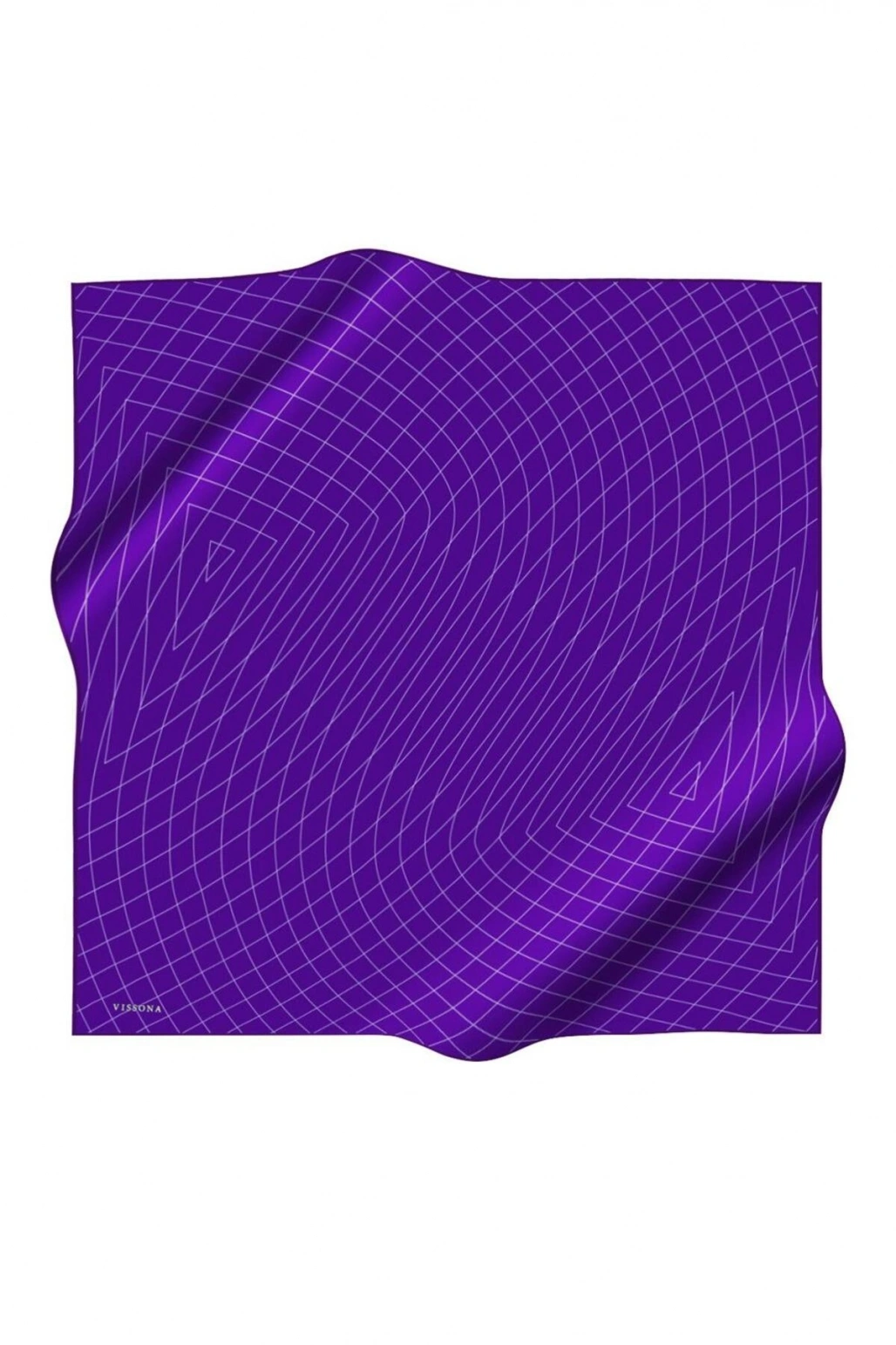 Vissona %100 Twill Çizgili Desenli Beyaz - Mor Renkli 90x90 Eşarp Dikim Şekli: El Dikişi