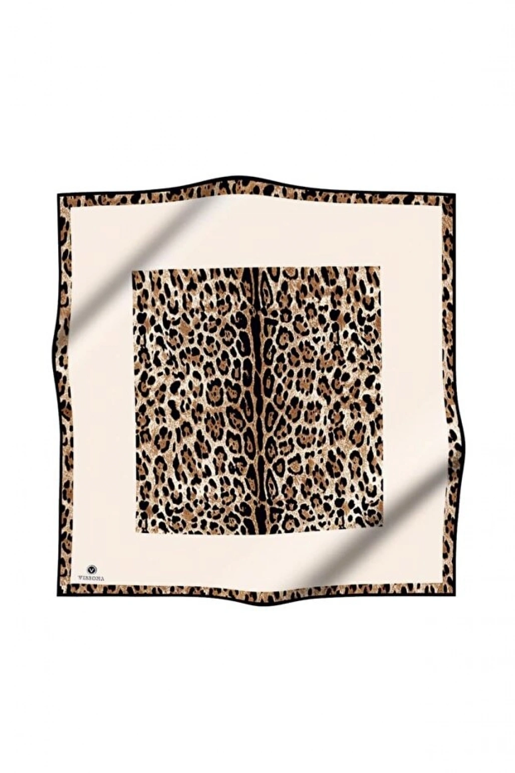 Vissona %100 Twill İpek Leopar Desenli Krem Renkli 90x90 Eşarp Dikim Şekli : El Dikişi