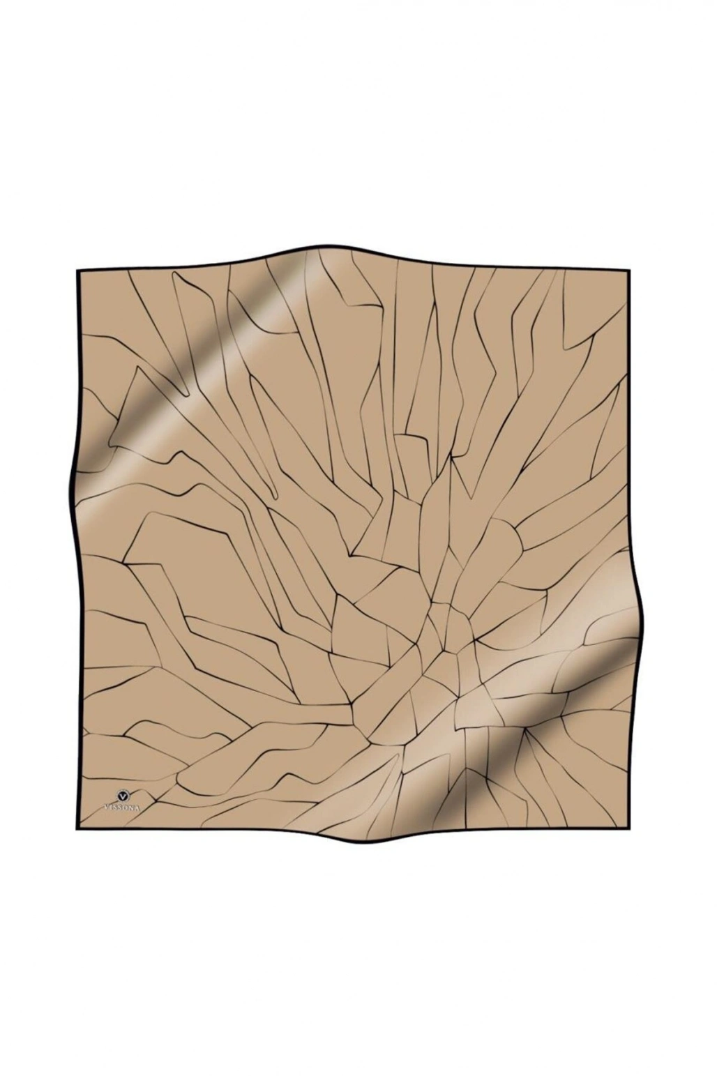 Vissona %100 Twill İpek Çizgi Desenli Bej - Siyah Renkli 90x90 Eşarp Dikim Şekli : El Dikişi