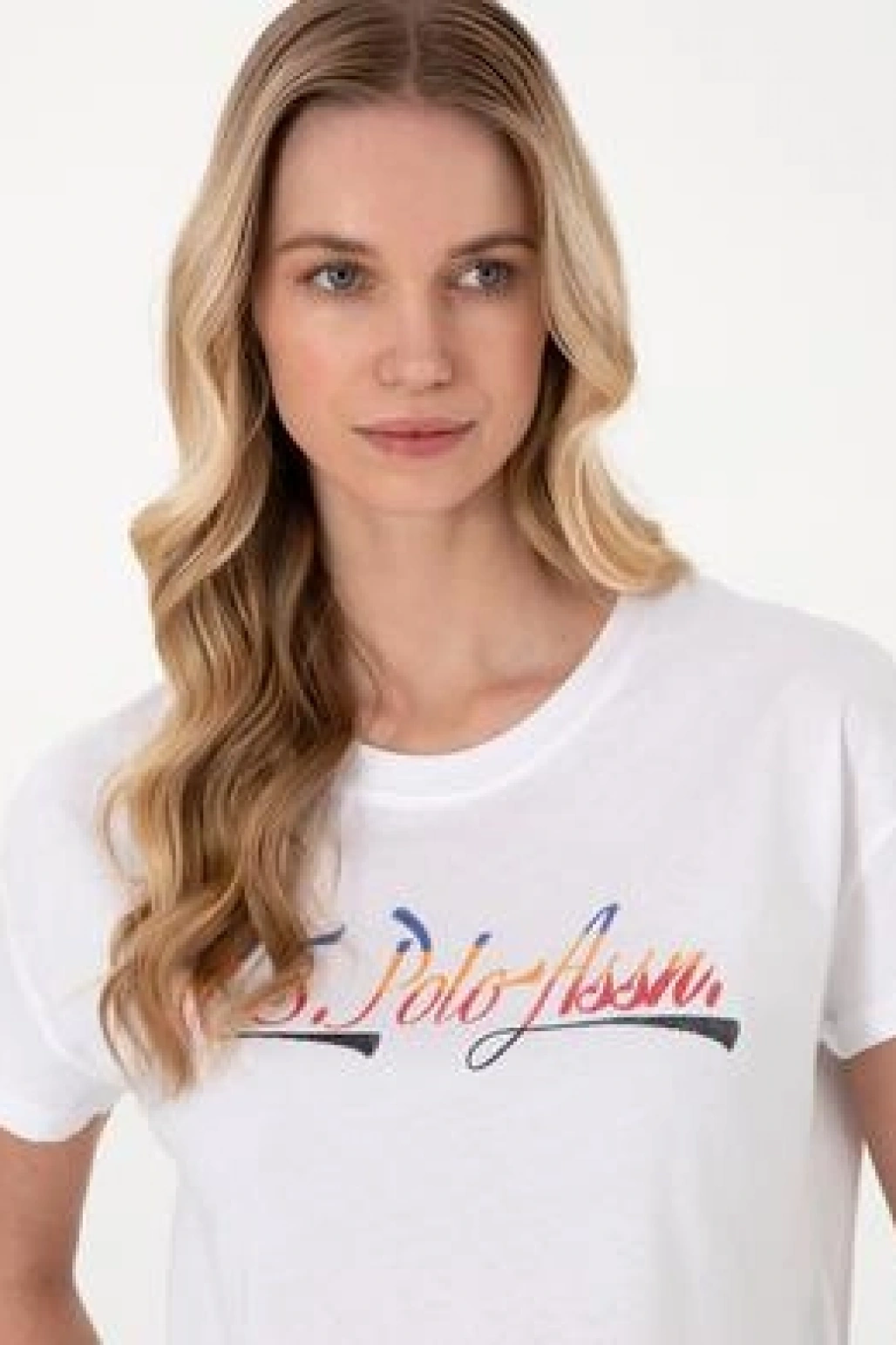 U.S.POLO Kadın Beyaz Bisiklet Yaka Tişört