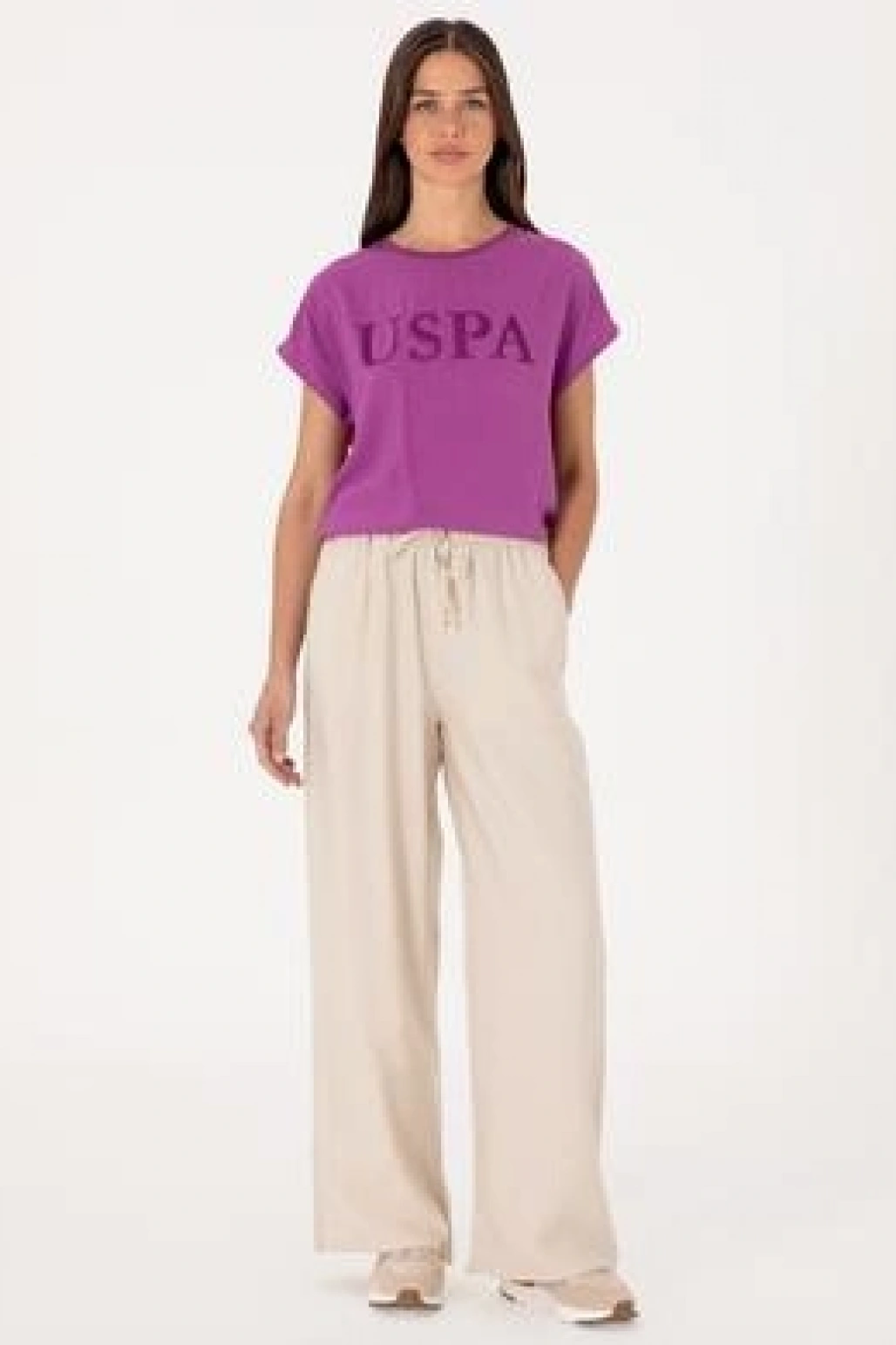 U.S. Polo Assn. Kadın Menekşe Bisiklet Yaka Tişört