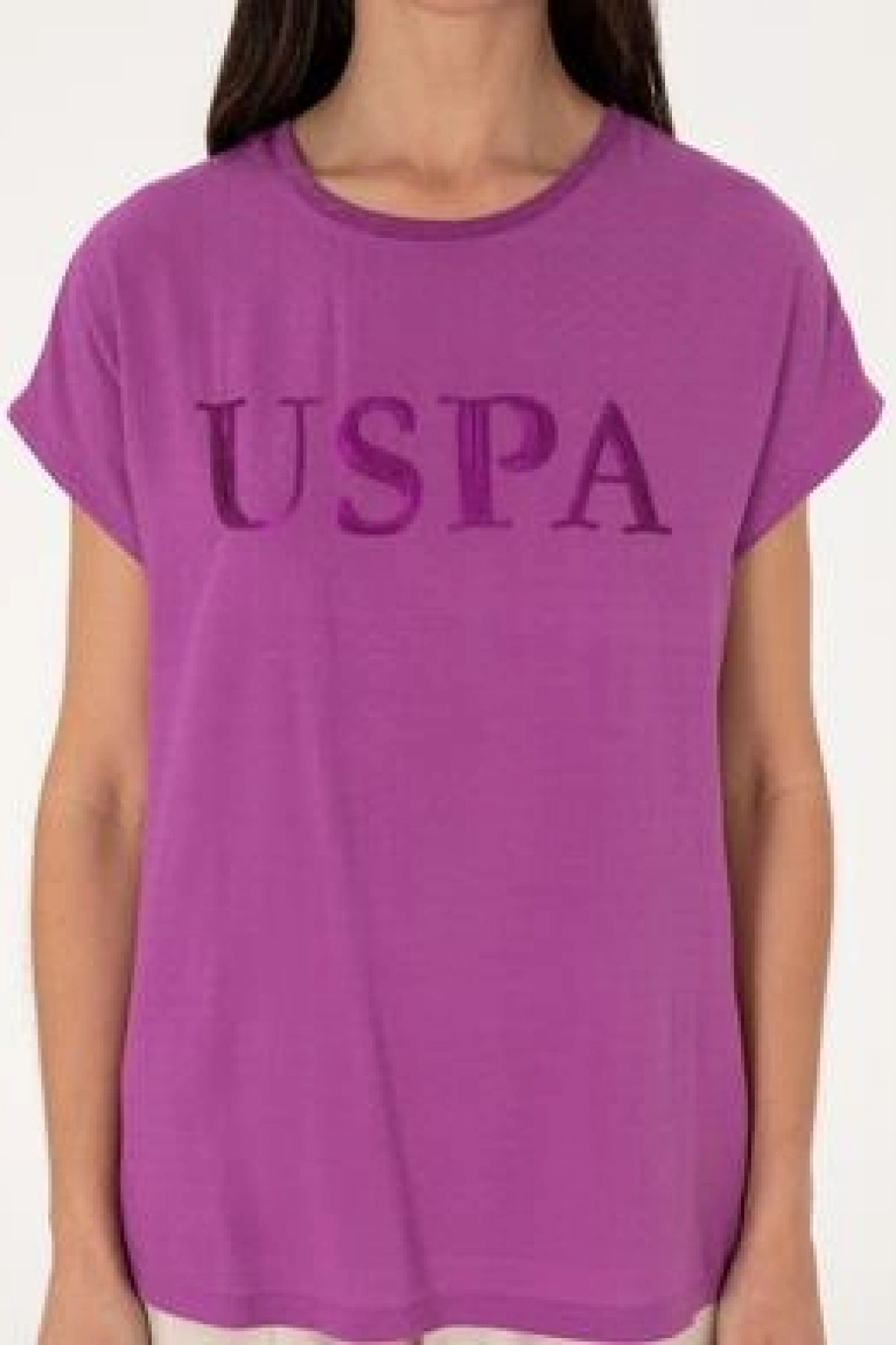 U.S. Polo Assn. Kadın Menekşe Bisiklet Yaka Tişört