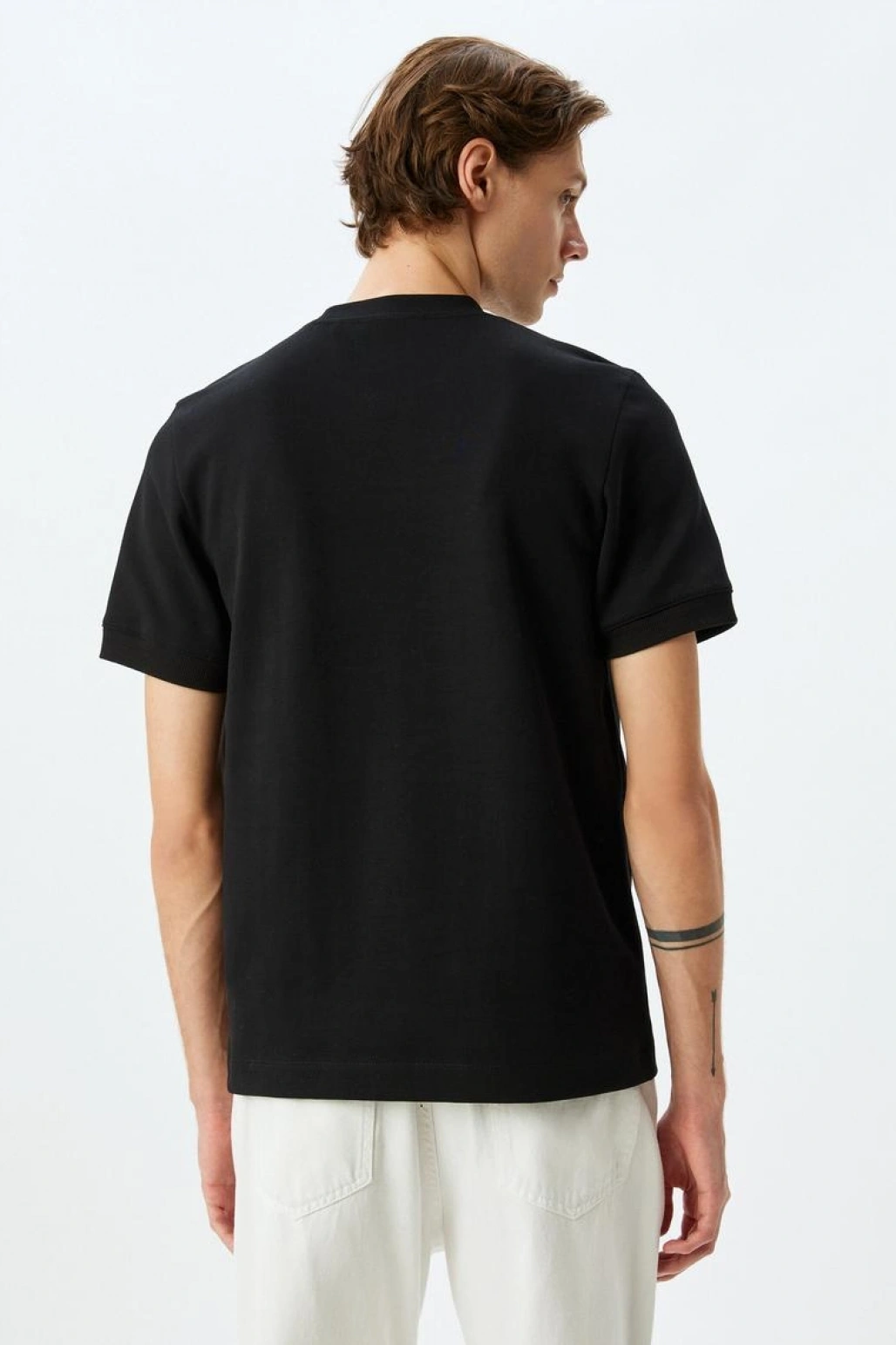 KOTON Kısa Kollu Pamuk Karışımlı Kalın Tok Kumaş Regular Fit Bisiklet Yaka Tişört