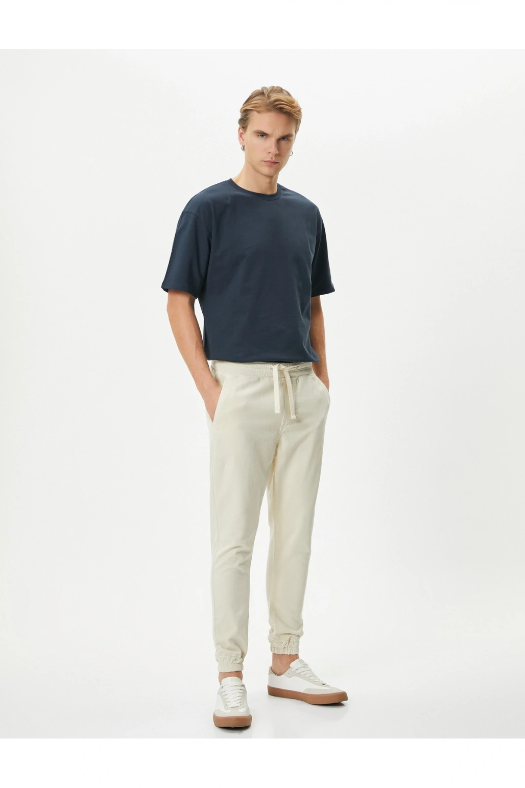 Basic Oversize Tişört Bisiklet Yaka Düşük Omuzlu Kısa Kollu Pamuklu