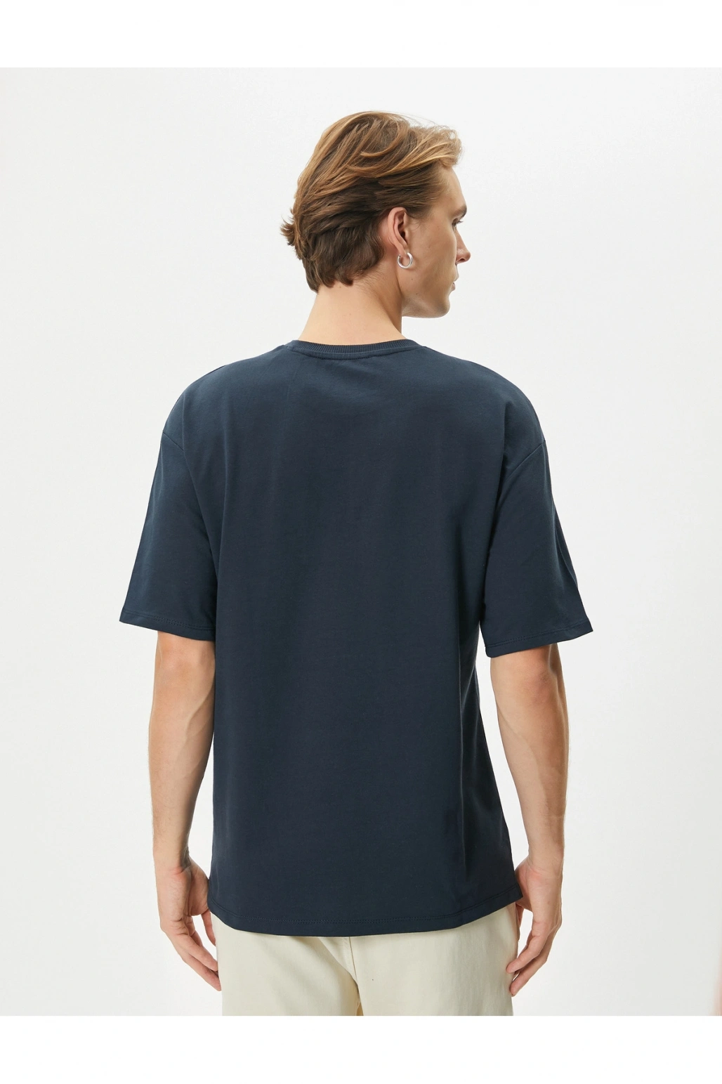 Basic Oversize Tişört Bisiklet Yaka Düşük Omuzlu Kısa Kollu Pamuklu