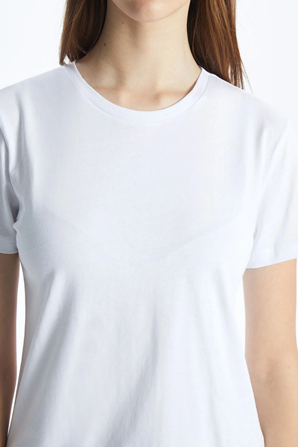 XSIDE Beyaz LC Waikiki Bisiklet Yaka Kadın Tişört