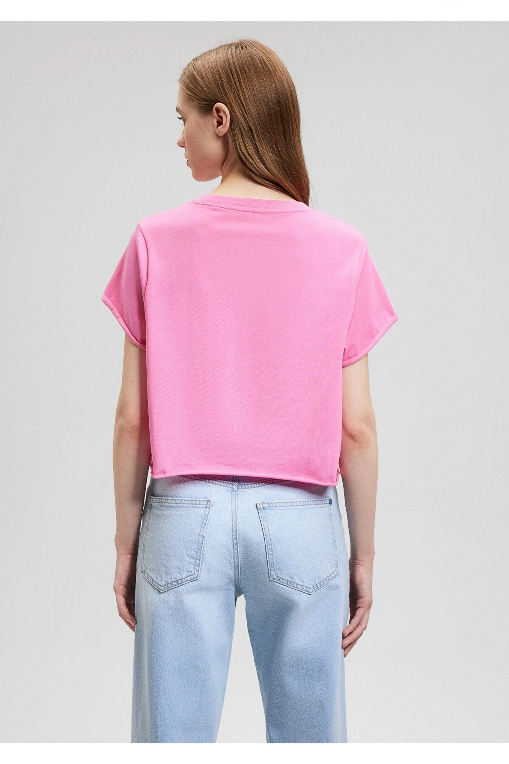Mavi Pembe Basic Tişört Crop / Kısa Kesim