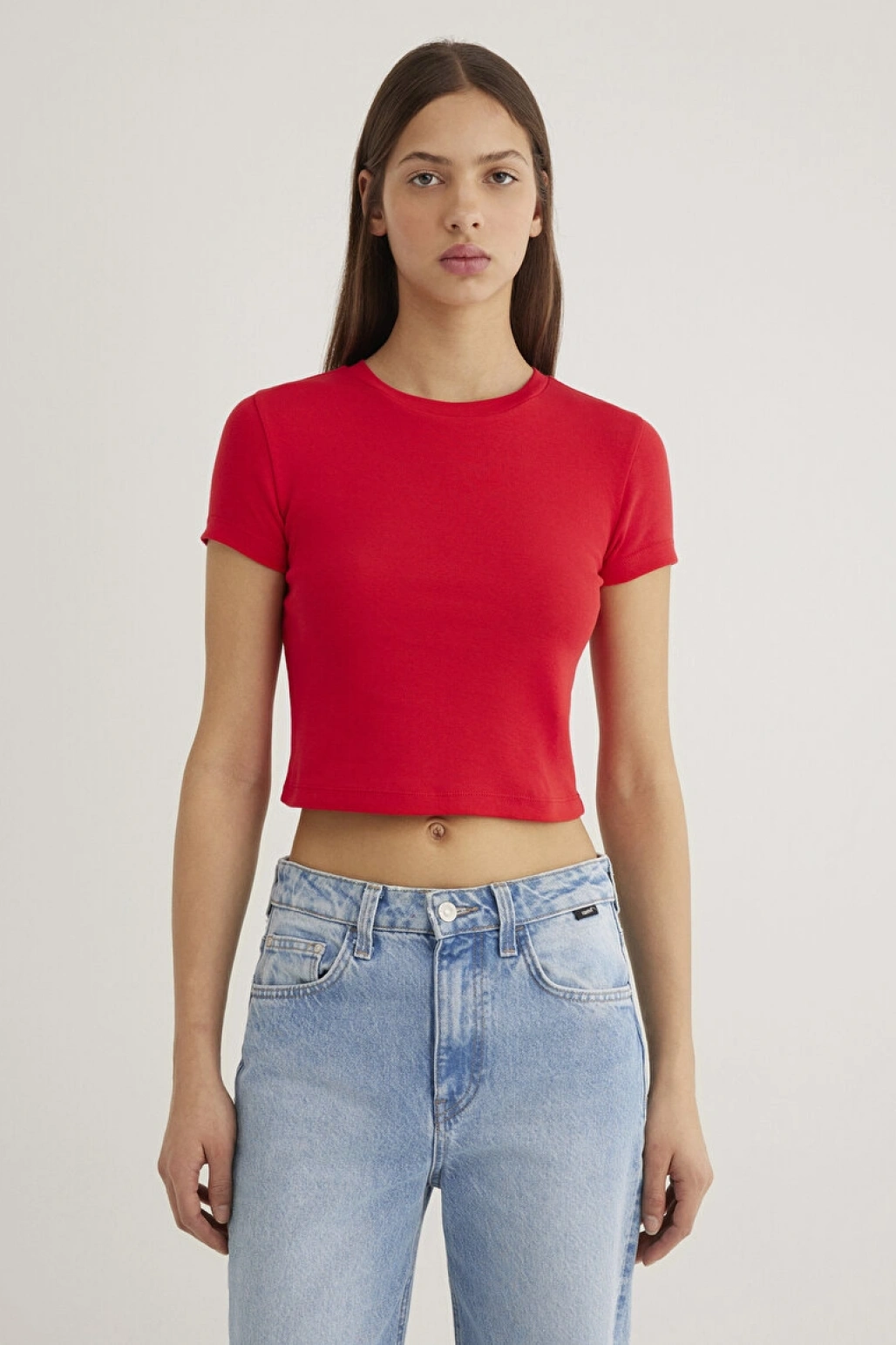 MAVİ Kırmızı Basic Crop Tişört