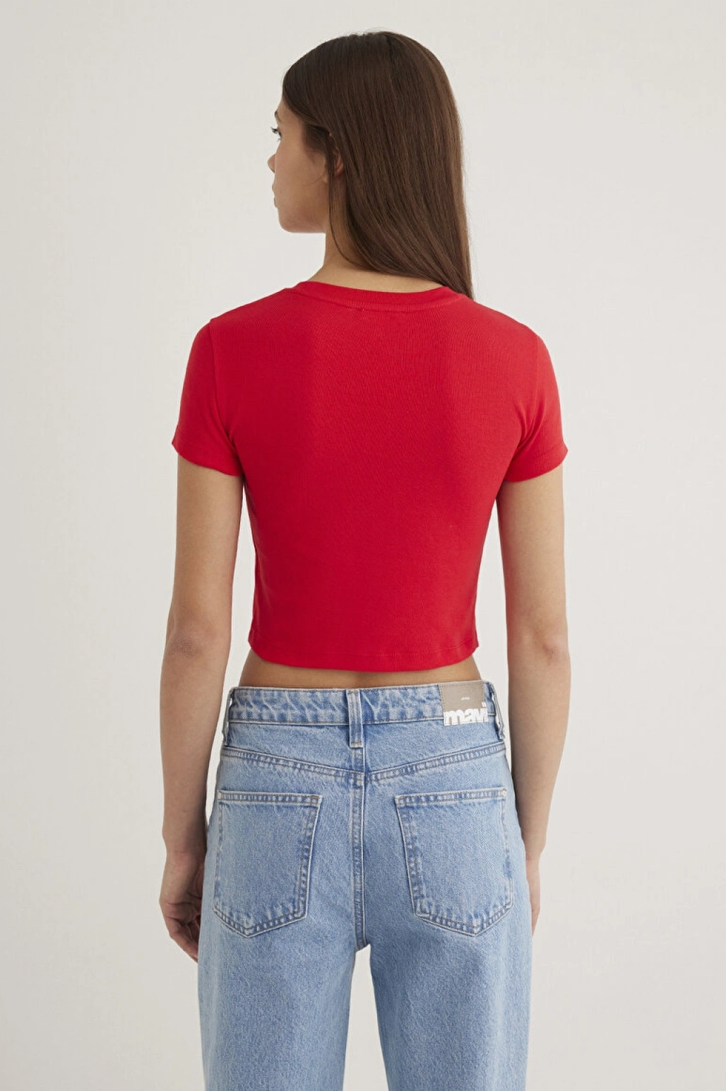 MAVİ Kırmızı Basic Crop Tişört