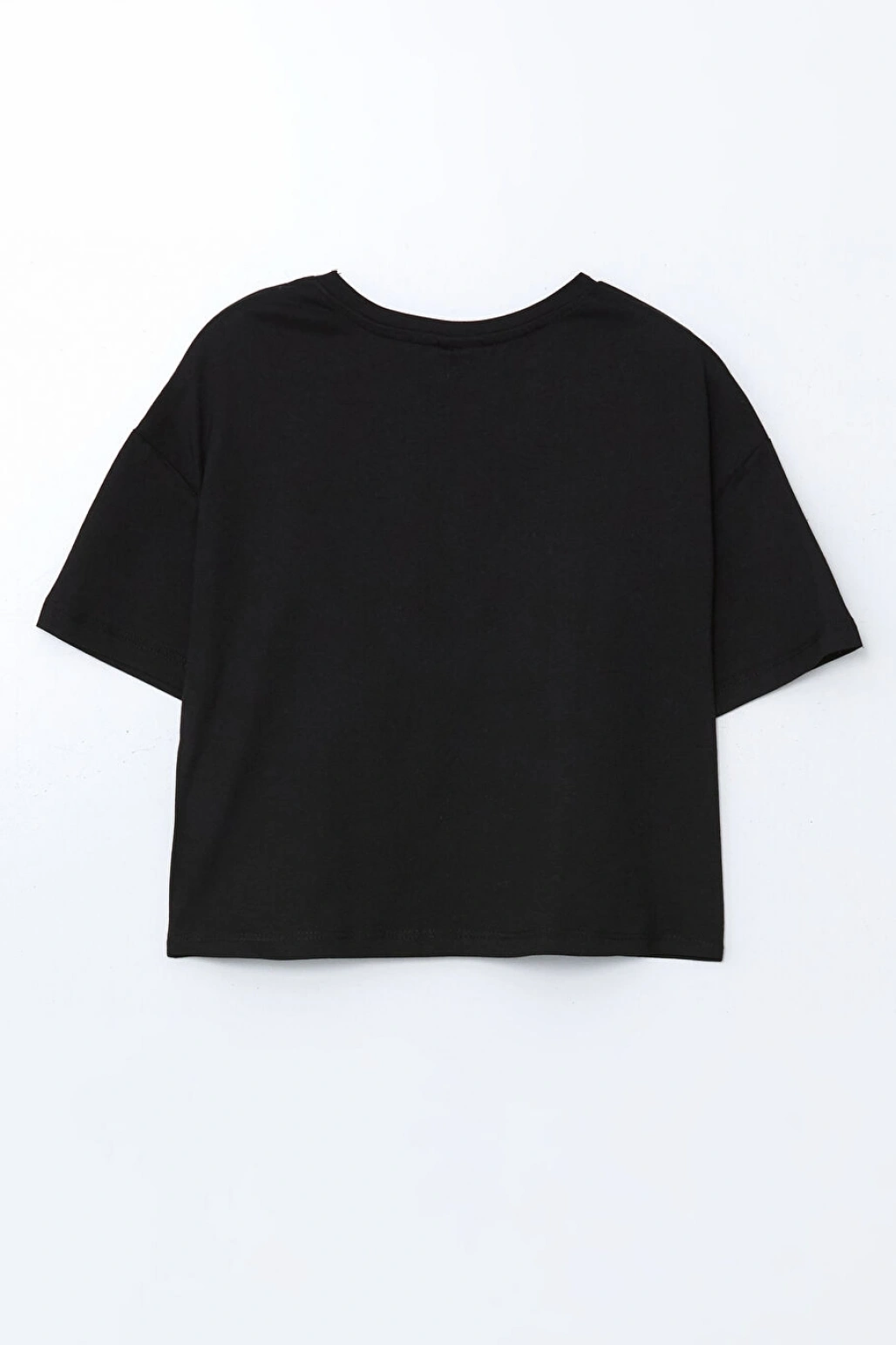 LCW Kids Siyah Bisiklet Yaka Kız Çocuk Tişört