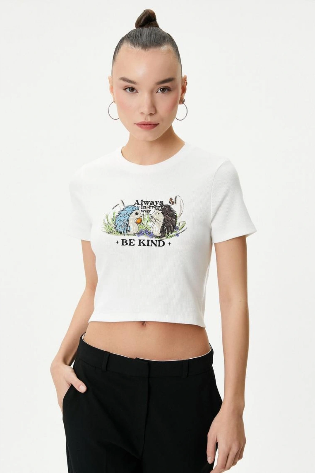 Koton Kadın T-shirt Ekru