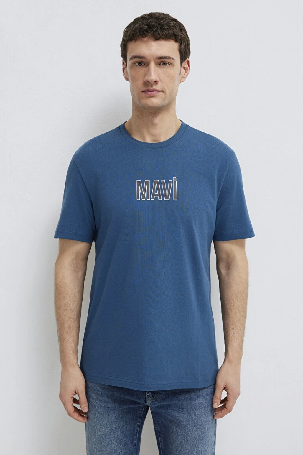 Mavi Baskılı Mavi Tişört
