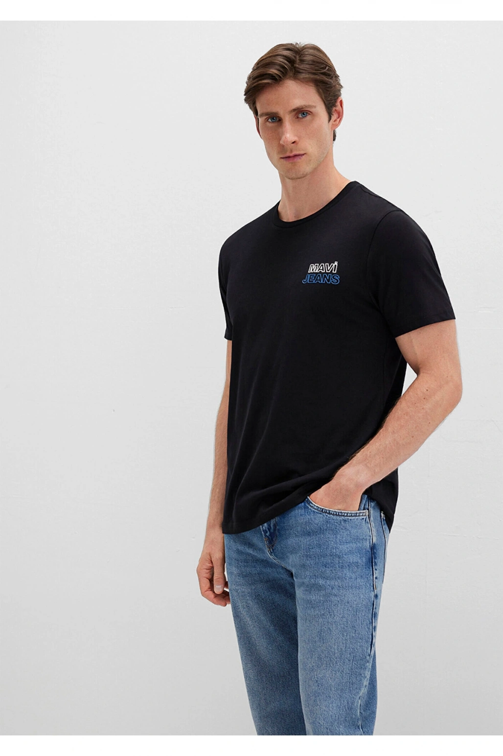 Mavi Jeans Baskılı Siyah Tişört Slim Fit / Dar Kesim