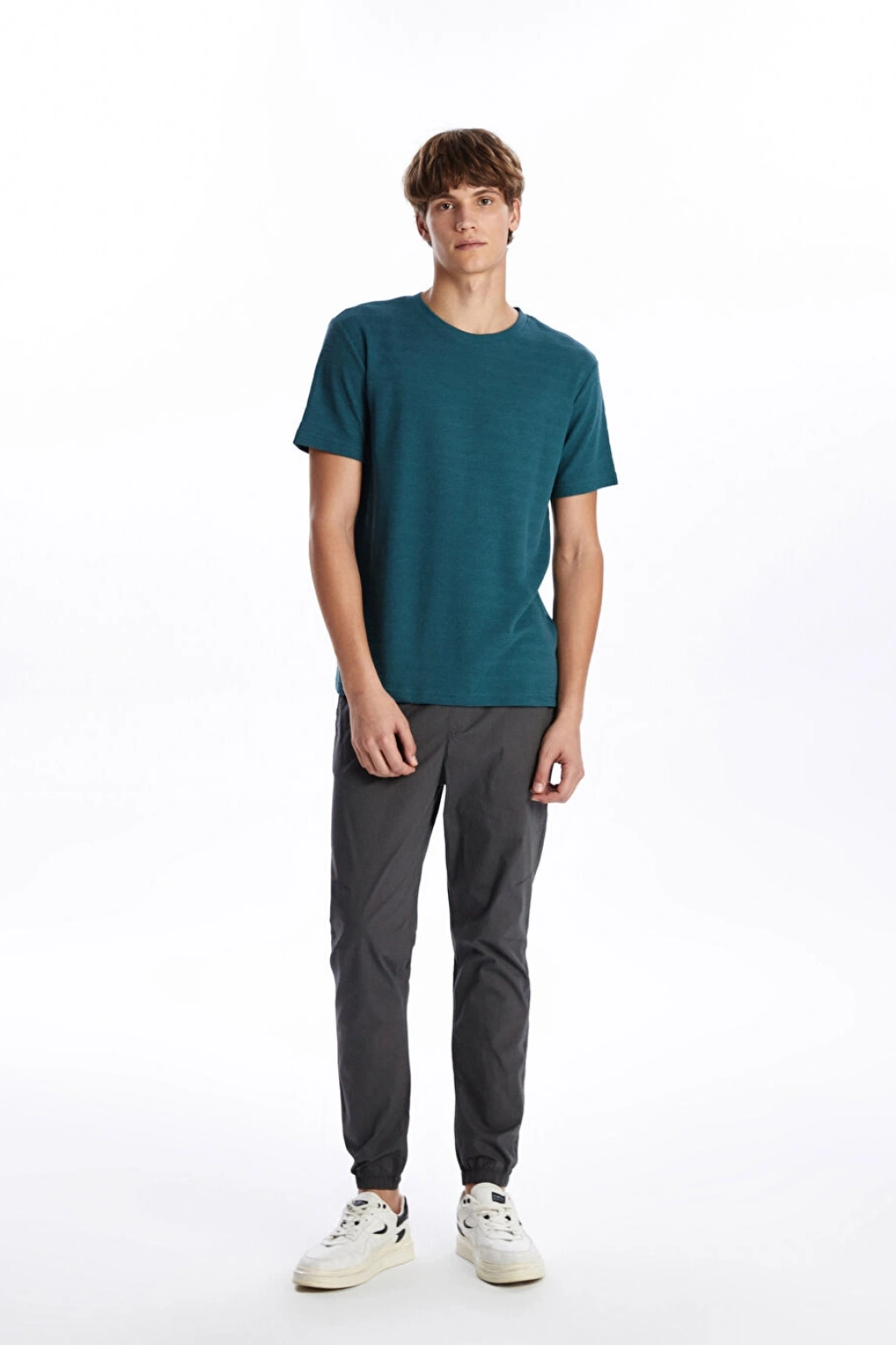 XSIDE Petrol Bisiklet Yaka Kısa Kollu Erkek Tişört