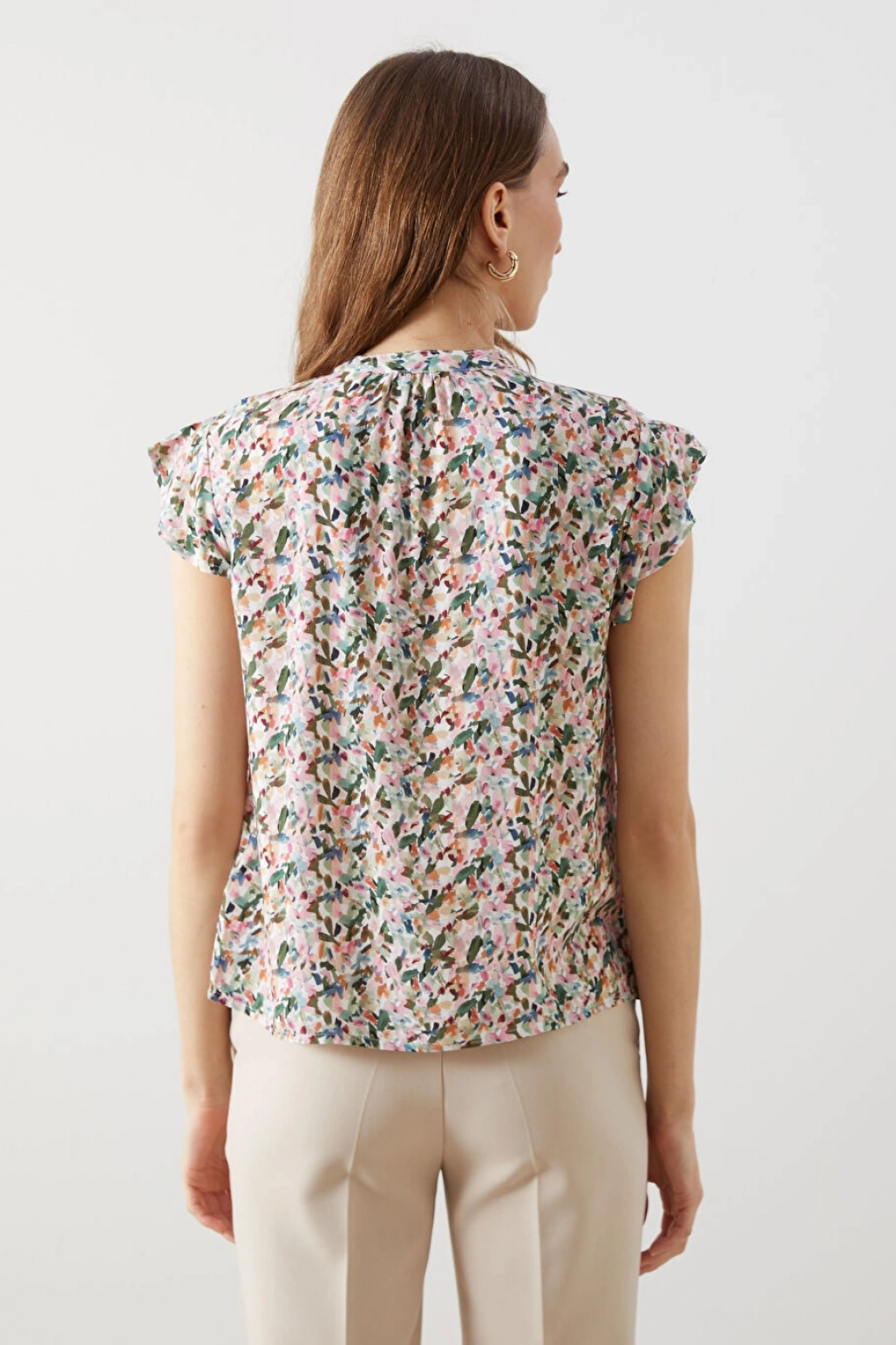 LCWAIKIKI Classic Bağlamalı Yaka Çiçekli Kadın Bluz