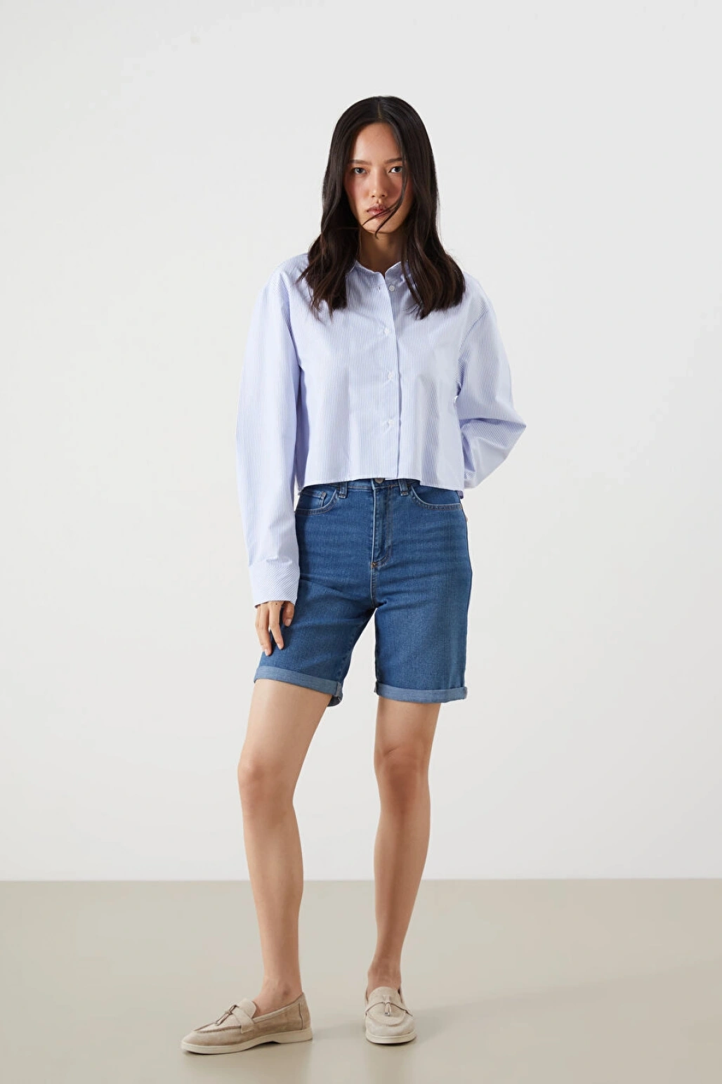 LCW Jeans Indigo Bermuda Fit Kadın Jean Şort