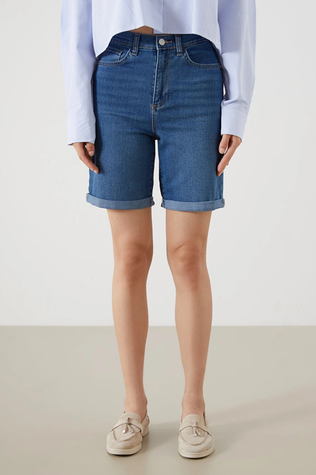 LCW Jeans Indigo Bermuda Fit Kadın Jean Şort