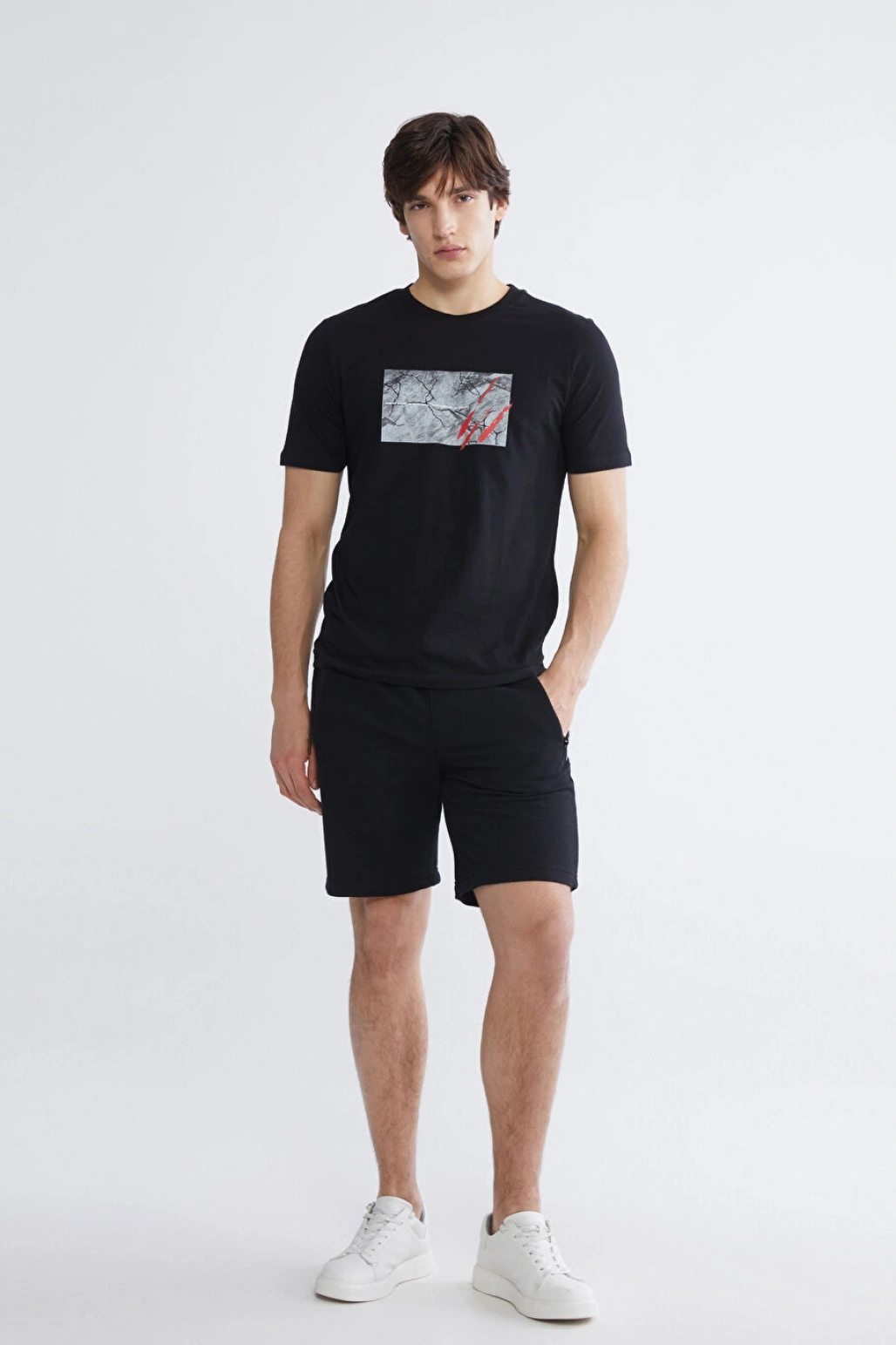 LC WAİKİKİ XSIDE Siyah Bisiklet Yaka Baskılı Penye Erkek Tişört