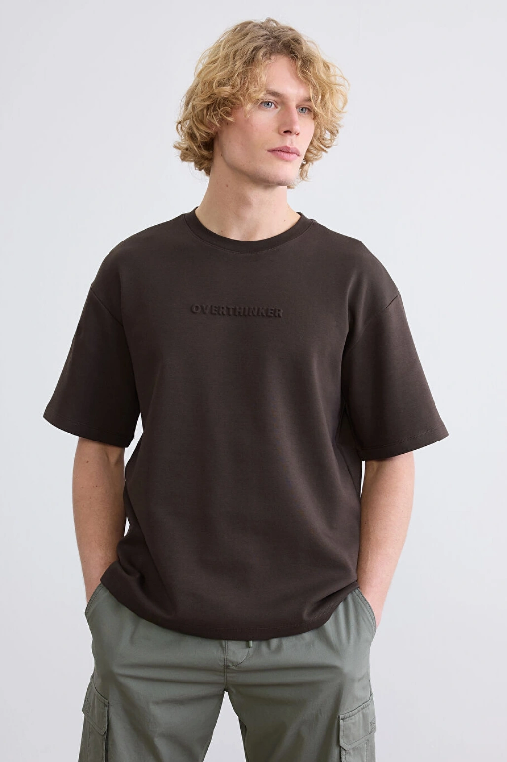 LC Waikiki XSIDE Kahverengi Bisiklet Yaka Baskılı Erkek Tişört