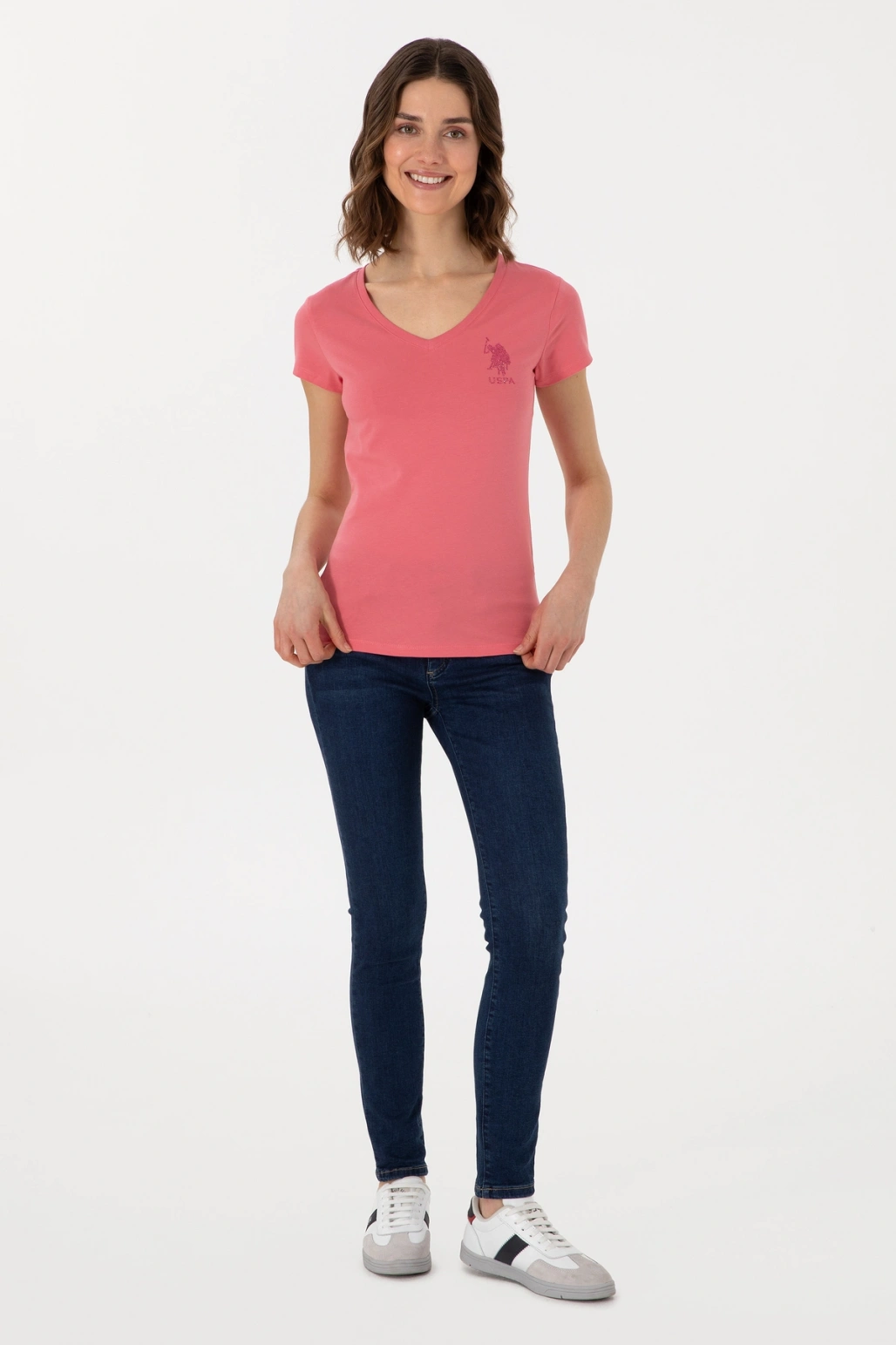 U.S. Polo Assn. U.S. Polo Assn. Kadın V Yaka Basic T-shirt